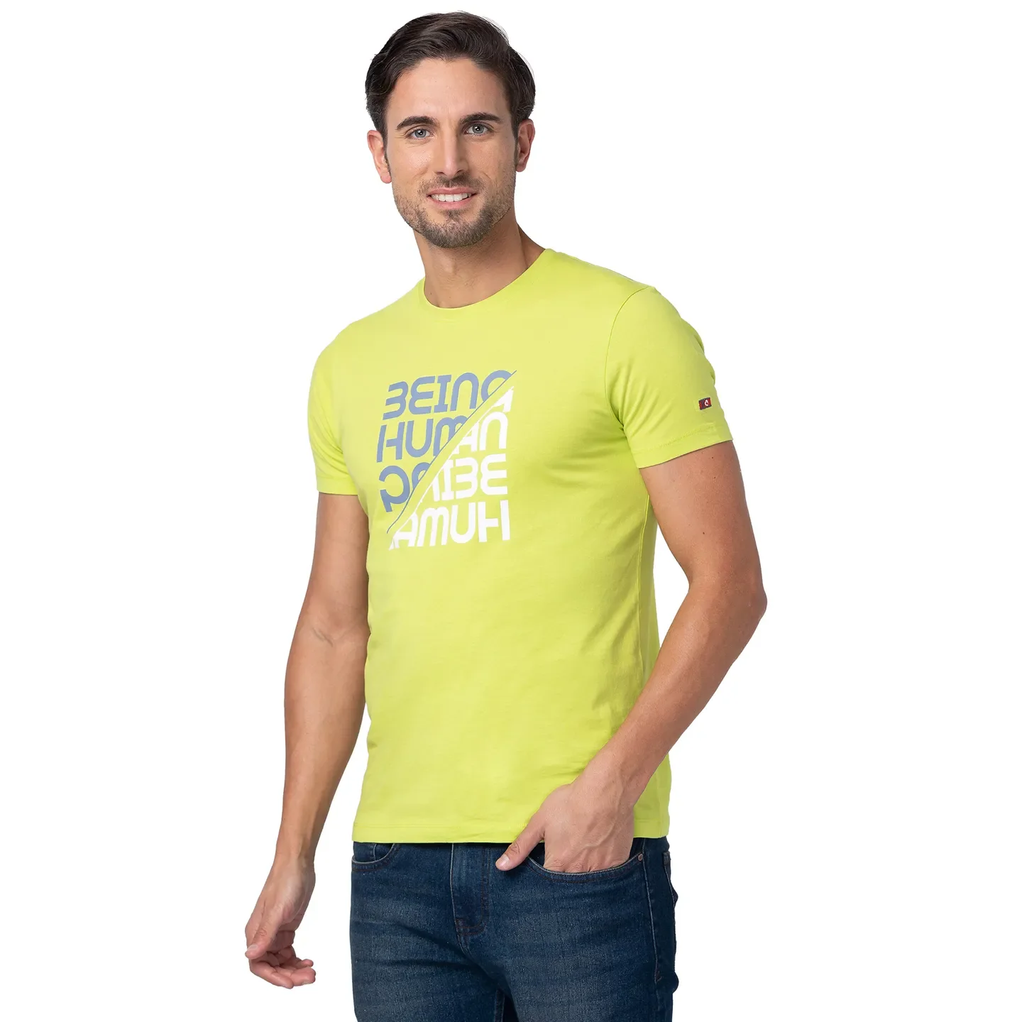 Lime Punch Regular Fit Round Neck Men's T-Shirt by Being Human Clothing - Image 2
