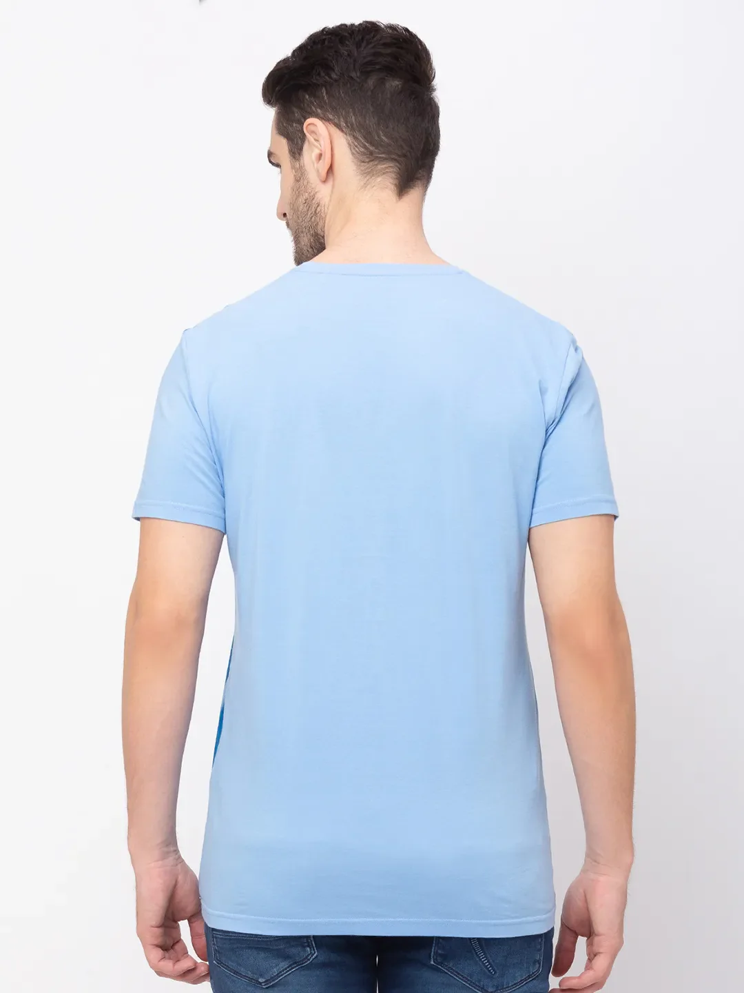 Blue Regular Fit Men's Short Sleeves T-Shirt by Being Human Clothing - Image 2