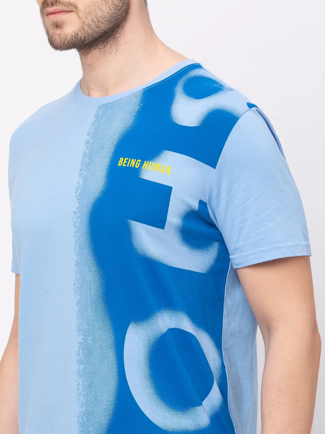 Blue Regular Fit Men's Short Sleeves T-Shirt by Being Human Clothing - Image 4