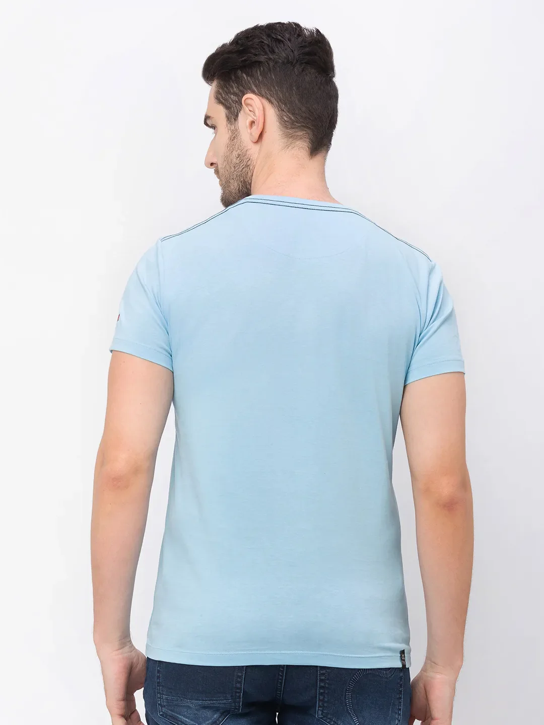 Blue Regular Fit Men's Short Sleeves T-Shirt by Being Human Clothing - Image 2