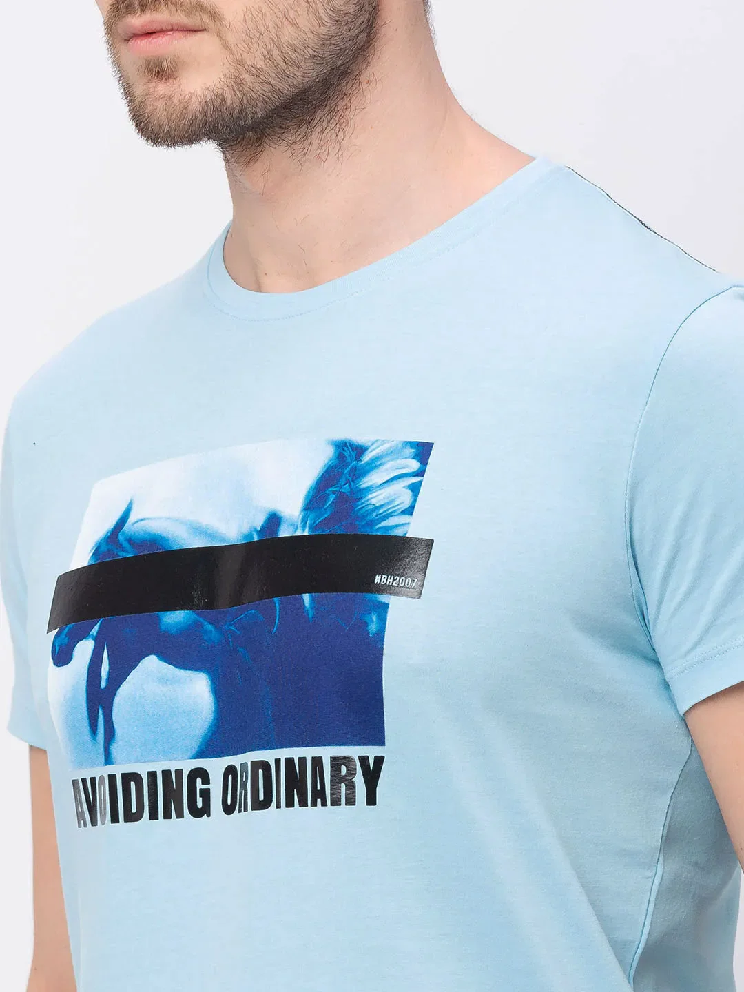 Blue Regular Fit Men's Short Sleeves T-Shirt by Being Human Clothing - Image 4