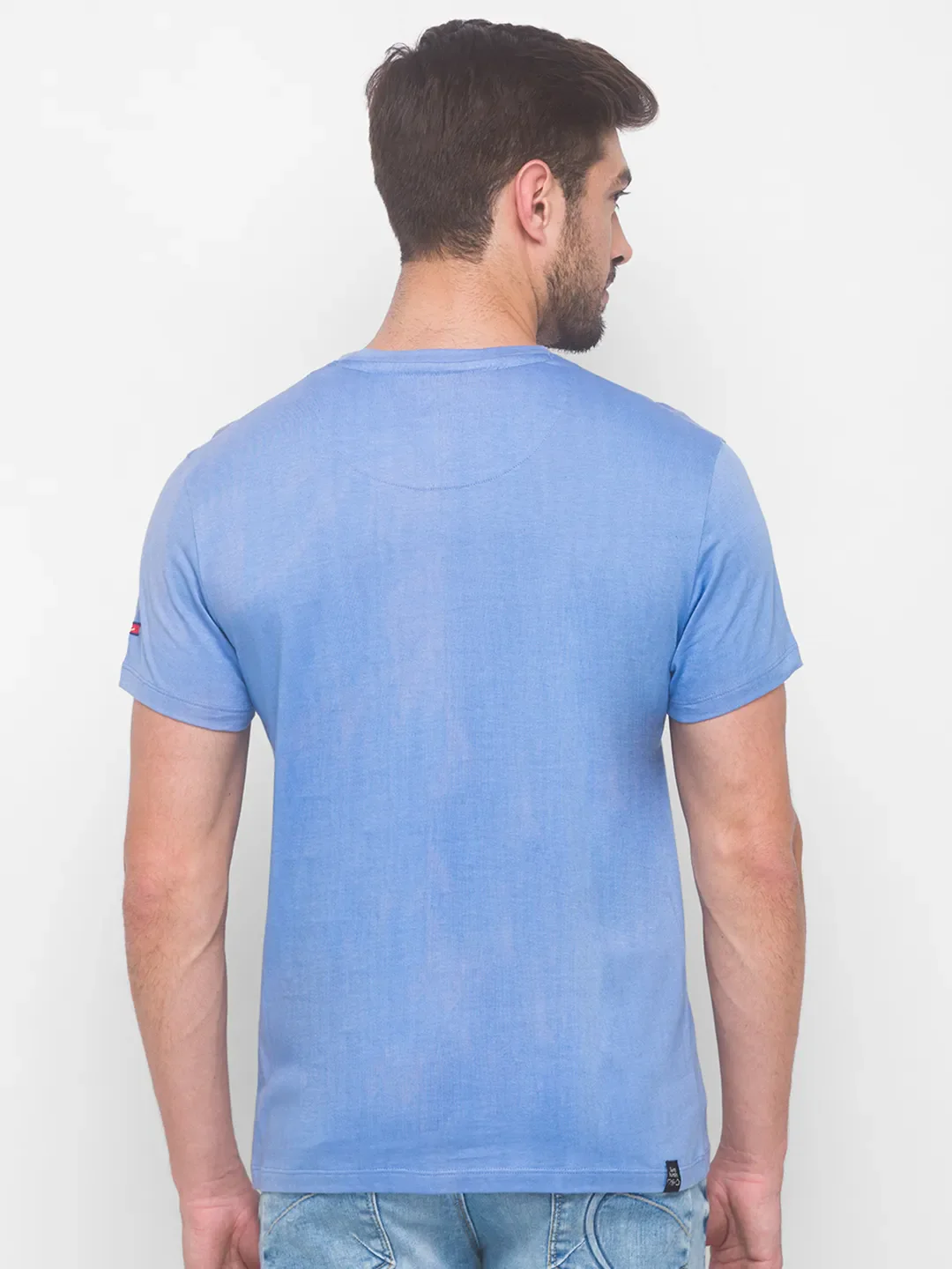 Light Blue Regular Fit Round Neck Men's T-Shirt by Being Human Clothing - Image 3