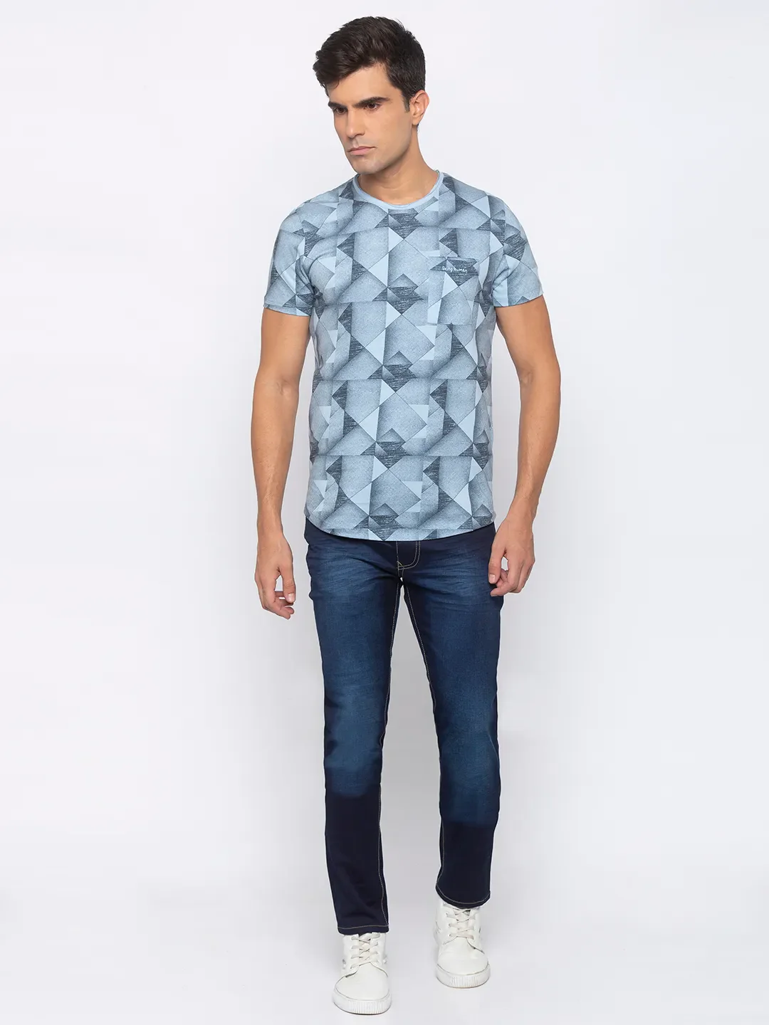 Blue Regular Fit Men's Short Sleeves T-Shirt by Being Human Clothing - Image 5