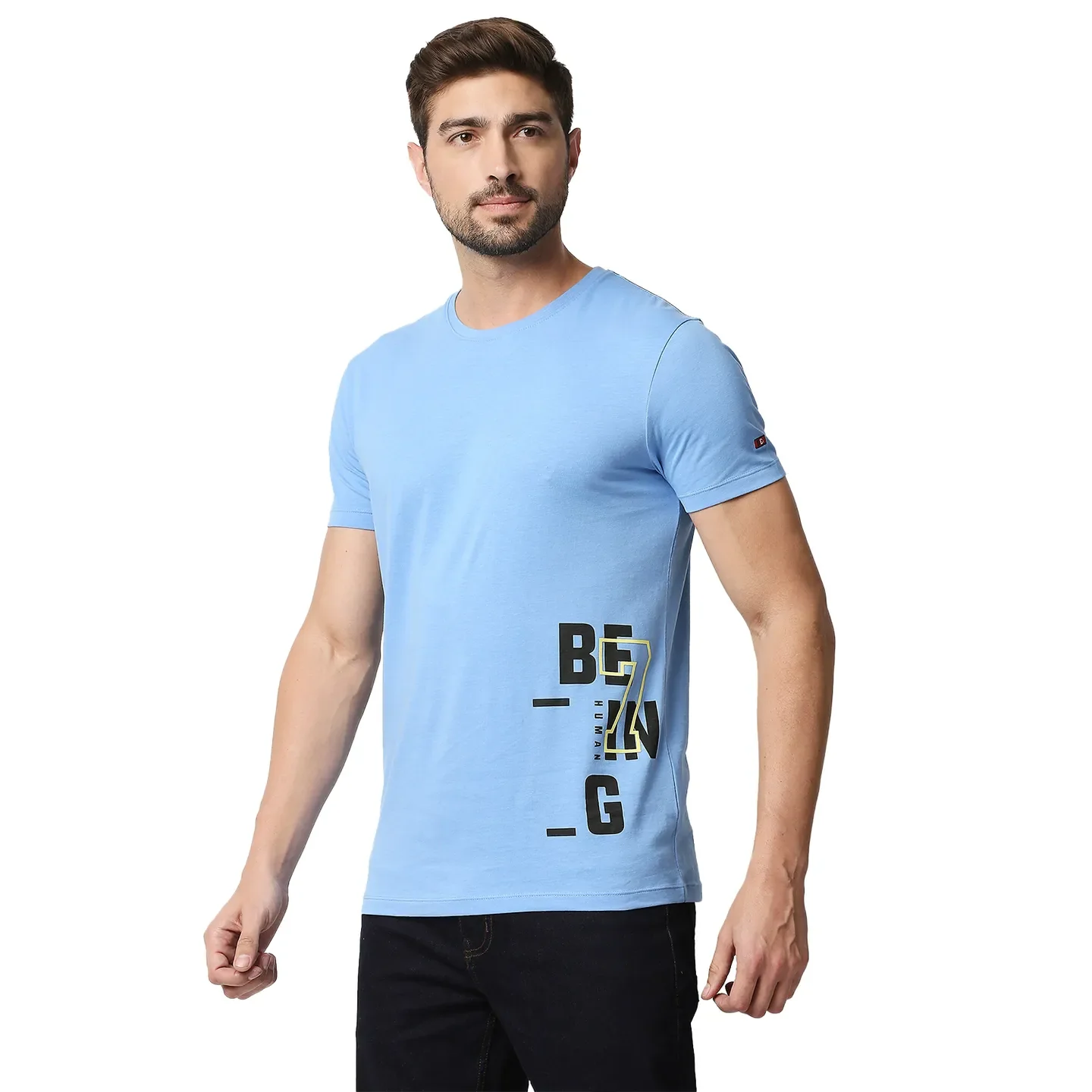 Blue Regular Fit Men's Short Sleeves T-Shirt by Being Human Clothing - Image 2