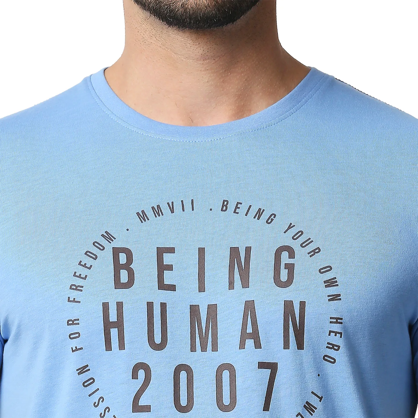 Blue Regular Fit Men's Short Sleeves T-Shirt by Being Human Clothing - Image 5