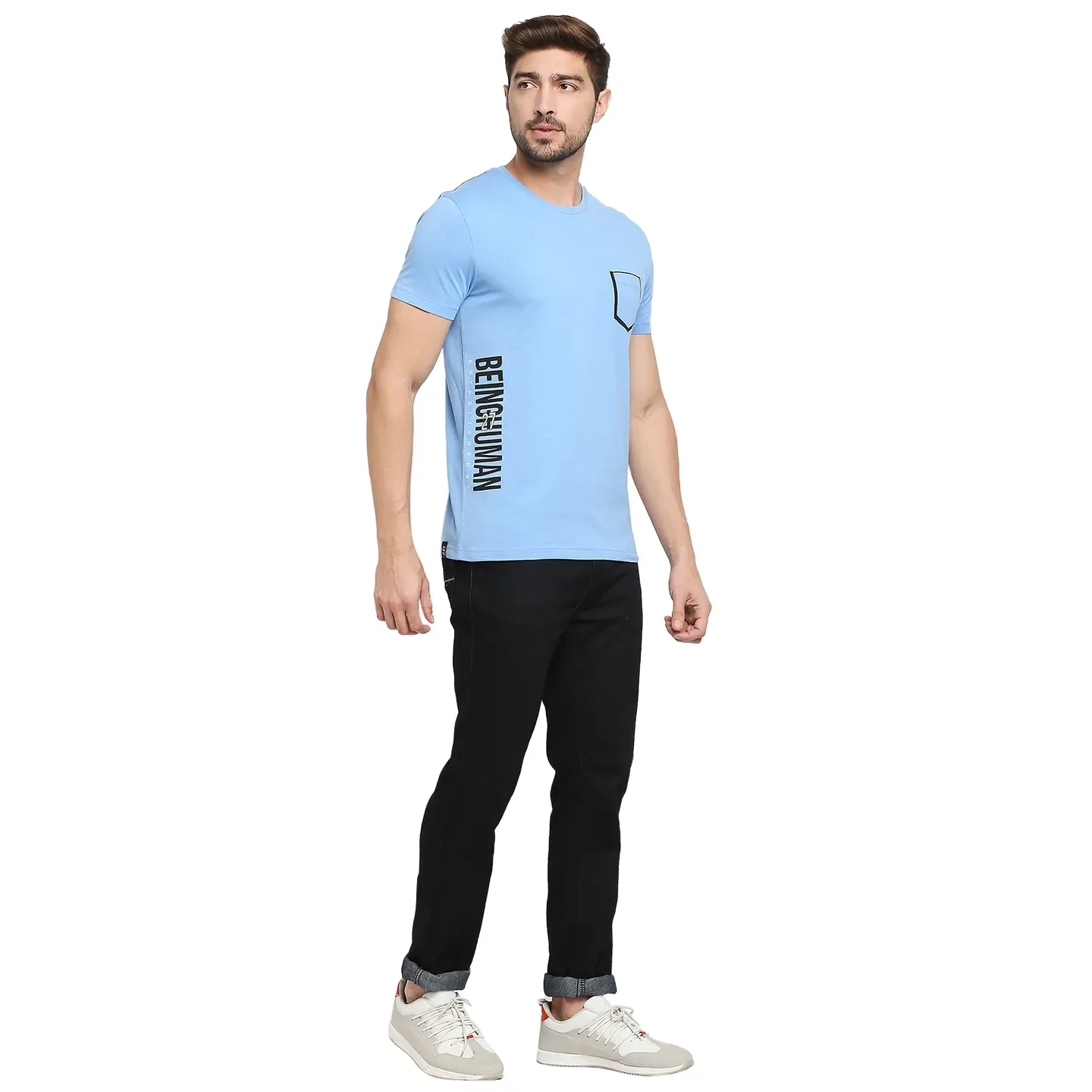 Blue Regular Fit Men's Short Sleeves T-Shirt by Being Human Clothing - Image 6