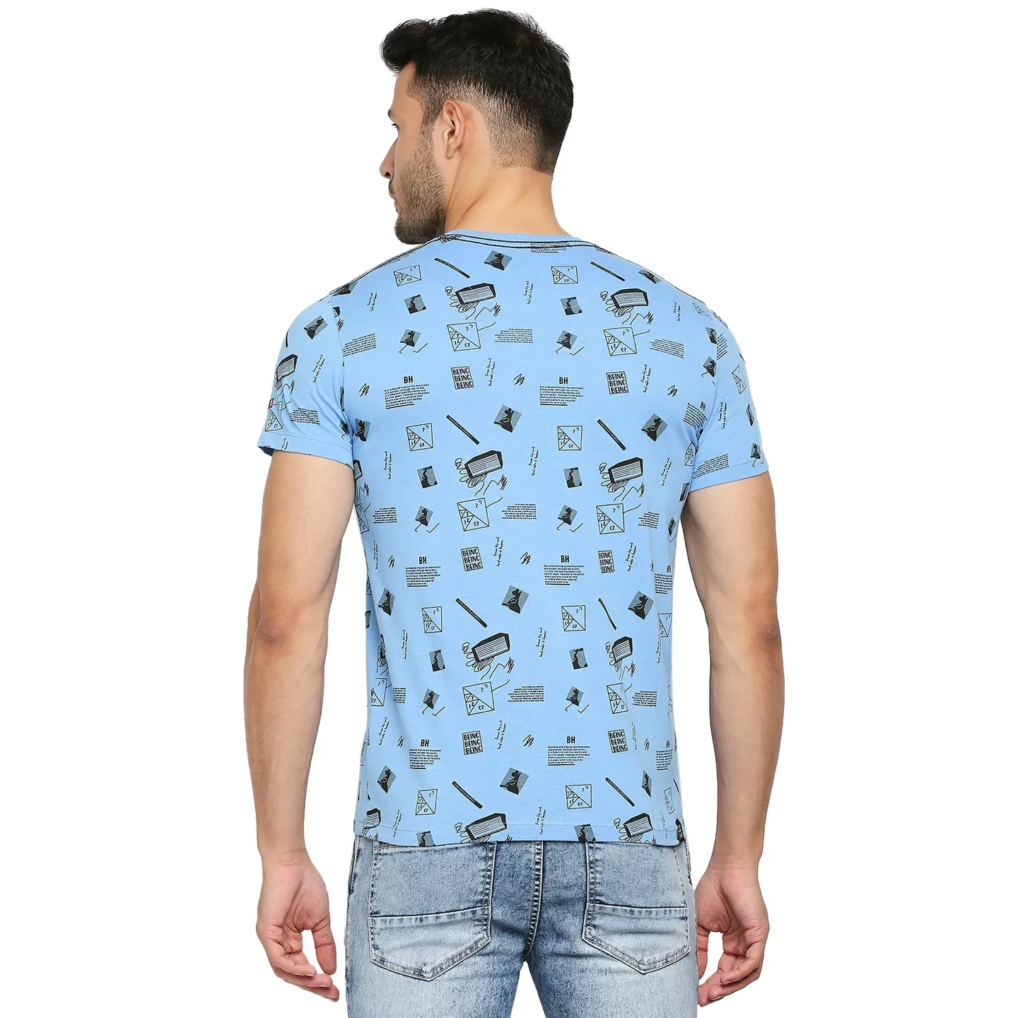 Blue Regular Fit Men's Short Sleeves T-Shirt by Being Human Clothing - Image 4