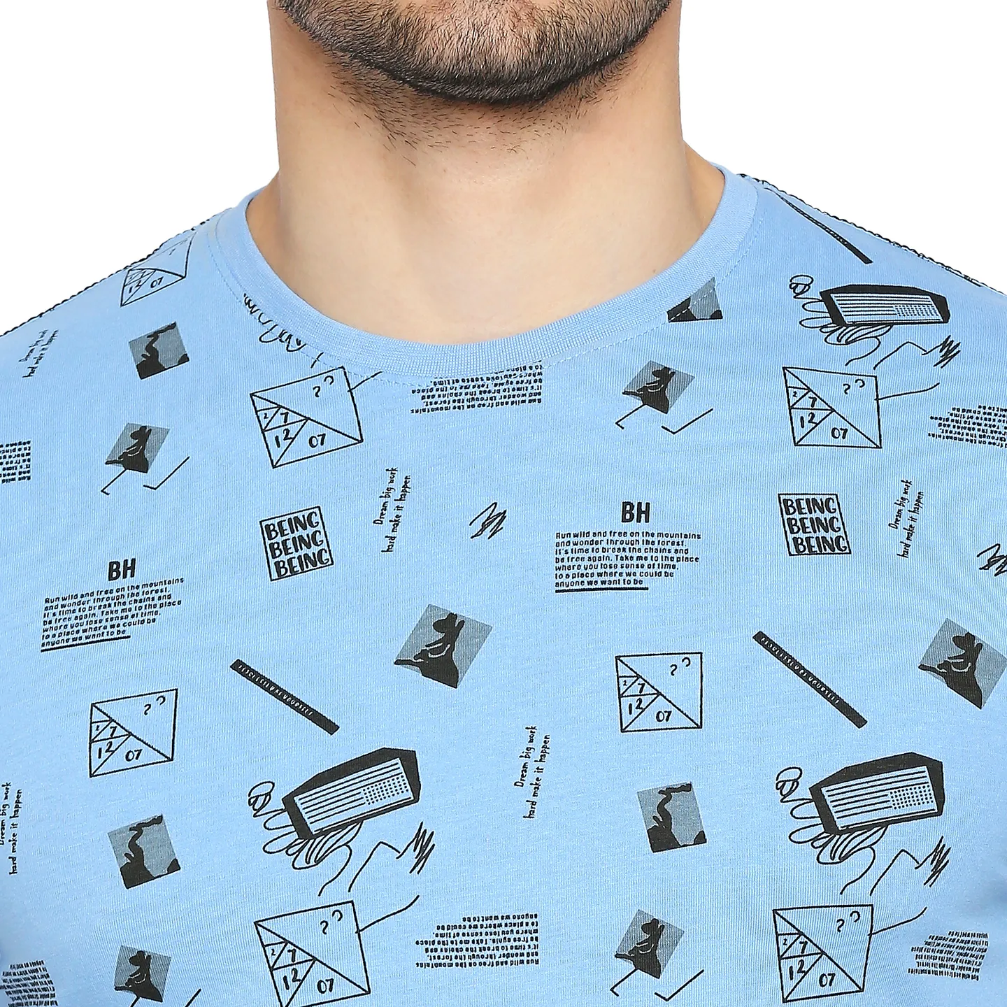 Blue Regular Fit Men's Short Sleeves T-Shirt by Being Human Clothing - Image 5