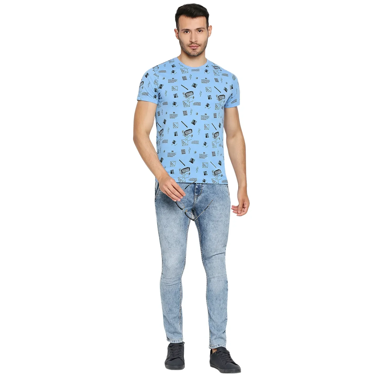 Blue Regular Fit Men's Short Sleeves T-Shirt by Being Human Clothing - Image 6
