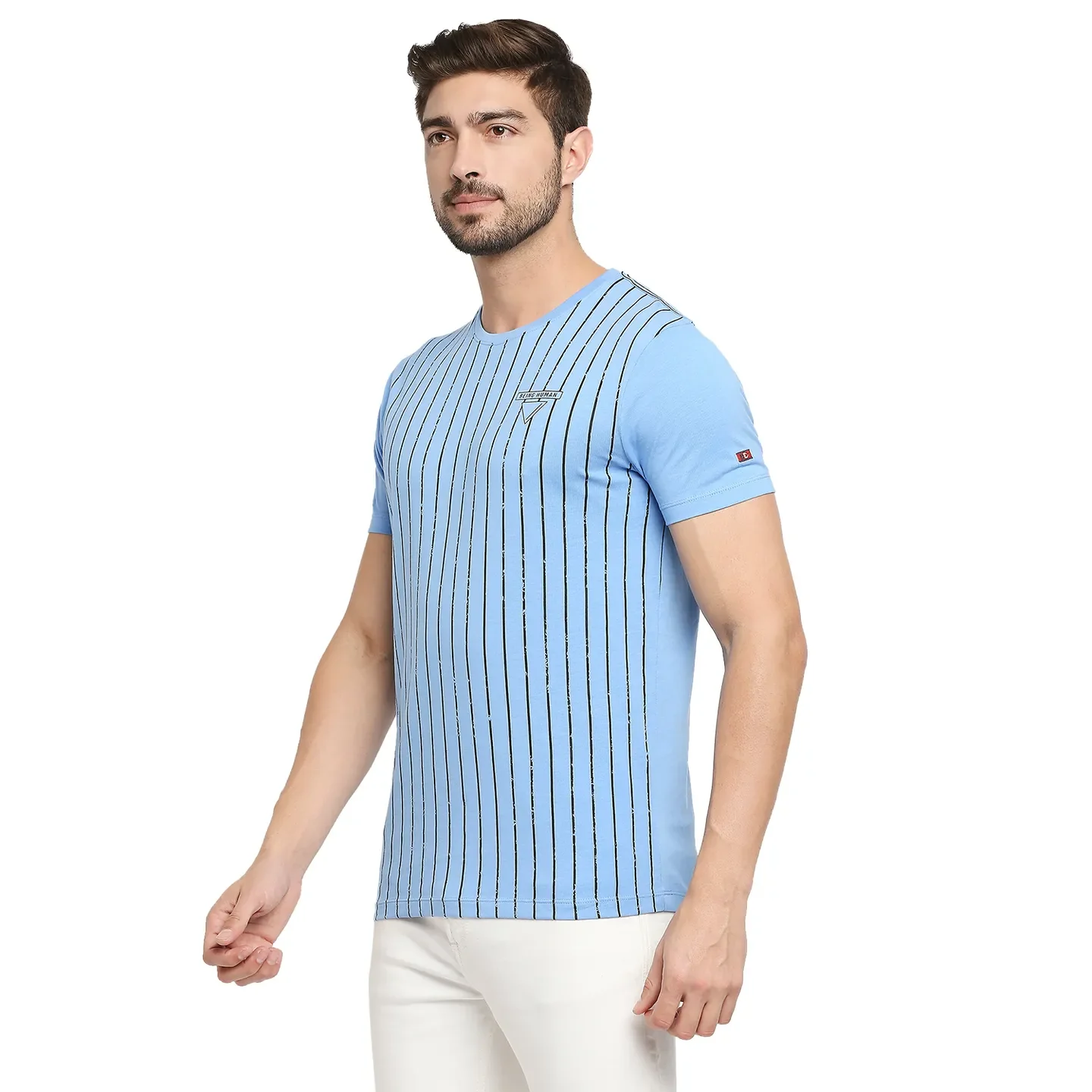 Blue Regular Fit Men's Short Sleeves T-Shirt by Being Human Clothing - Image 2