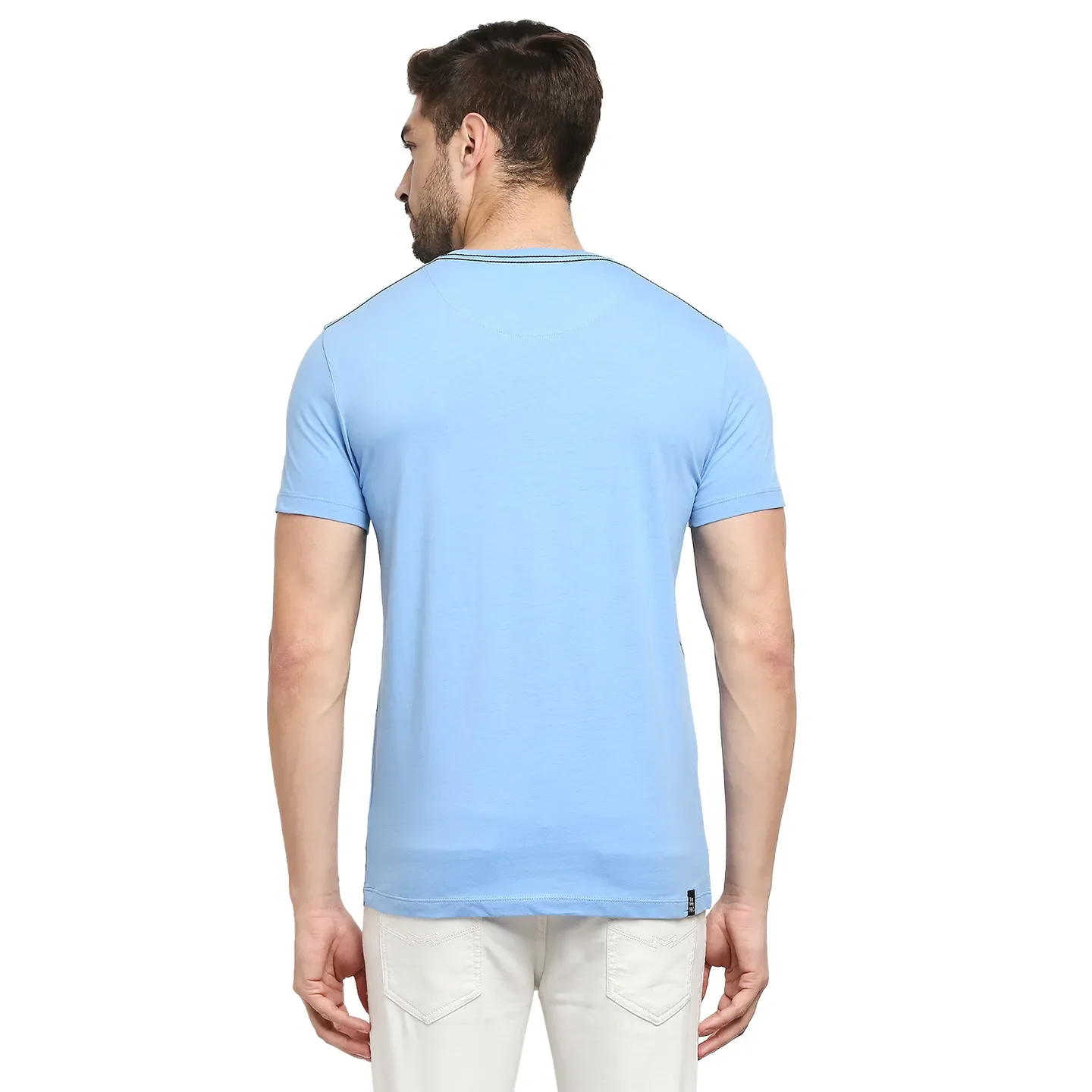 Blue Regular Fit Men's Short Sleeves T-Shirt by Being Human Clothing - Image 4