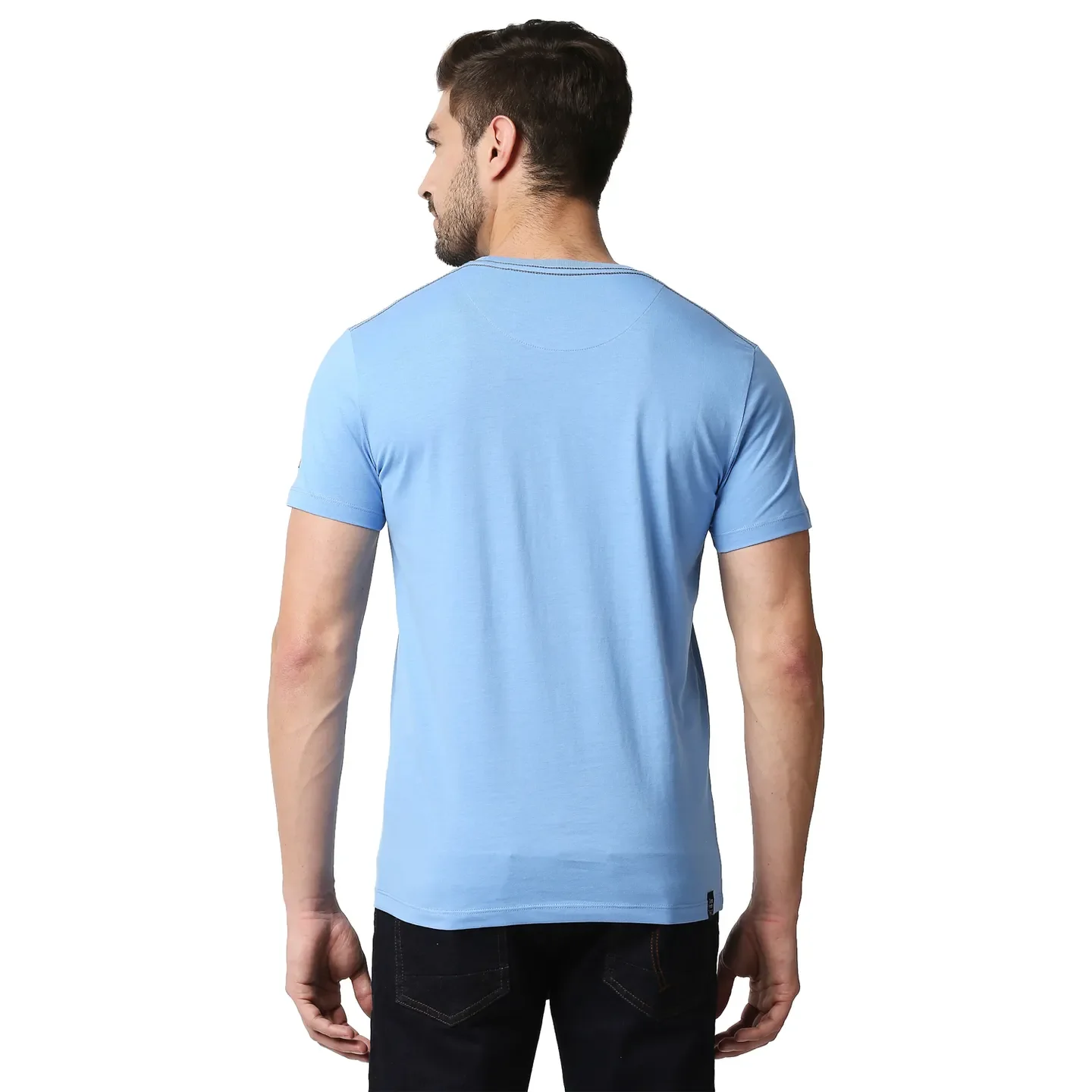 Blue Regular Fit Men's Short Sleeves T-Shirt by Being Human Clothing - Image 4