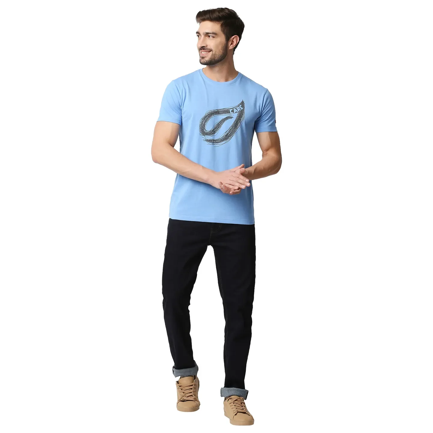 Blue Regular Fit Men's Short Sleeves T-Shirt by Being Human Clothing - Image 6