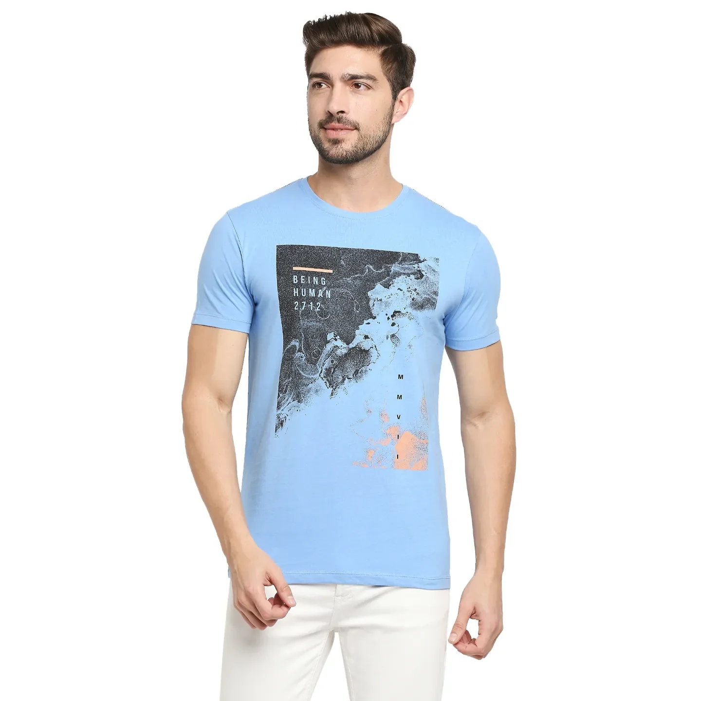 Blue Regular Fit Men's Short Sleeves T-Shirt by Being Human Clothing