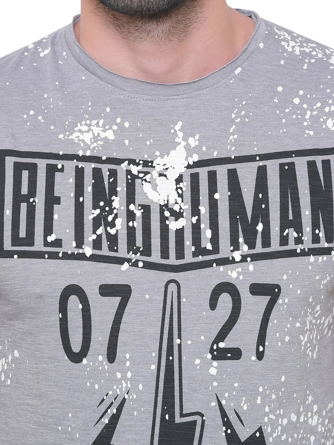 Grey Regular Fit Men's Short Sleeves T-Shirt by Being Human Clothing - Image 2