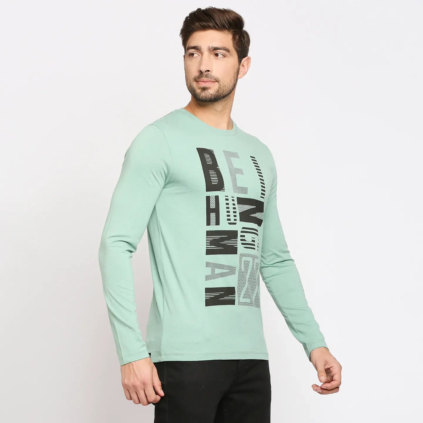 Green Regular Fit Men's Long Sleeves T-Shirt by Being Human Clothing - Image 5