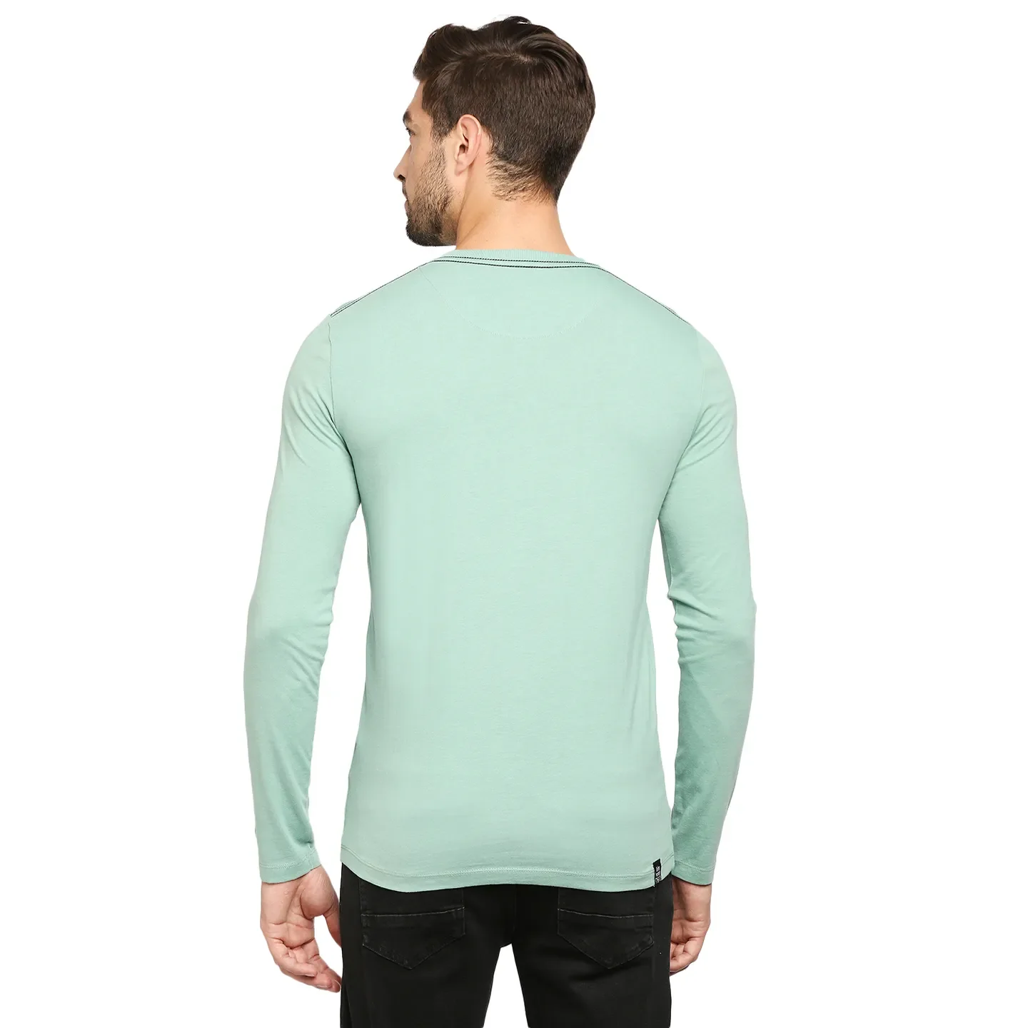 Green Regular Fit Men's Long Sleeves T-Shirt by Being Human Clothing - Image 6