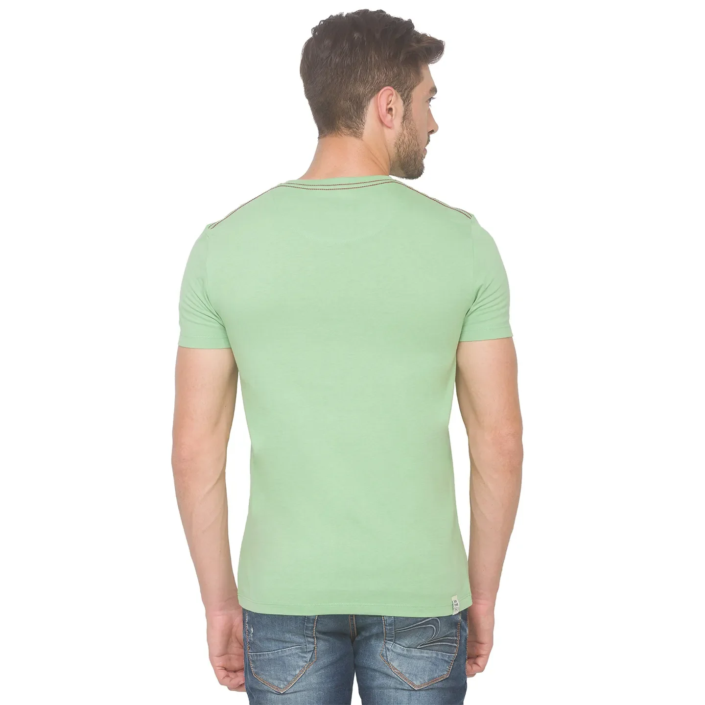 Green Regular Fit Men's Short Sleeves T-Shirt by Being Human Clothing - Image 2