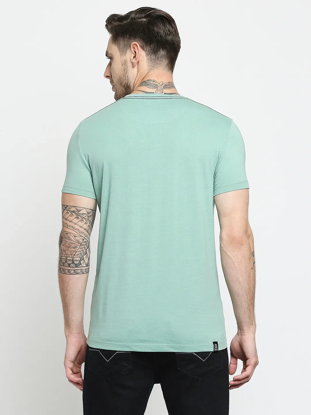 Green Regular Fit Men's Short Sleeves T-Shirt by Being Human Clothing - Image 4