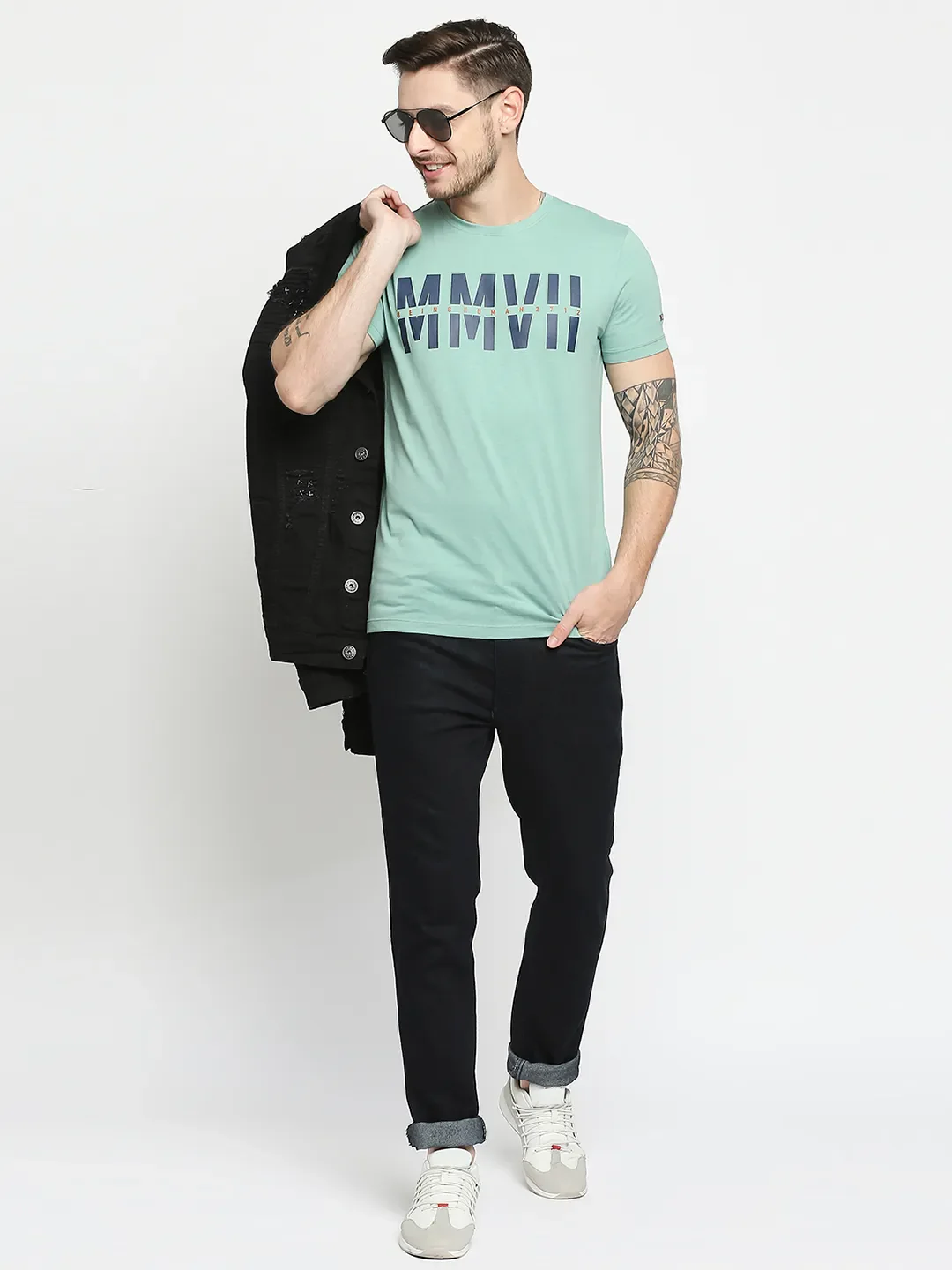 Green Regular Fit Men's Short Sleeves T-Shirt by Being Human Clothing - Image 6