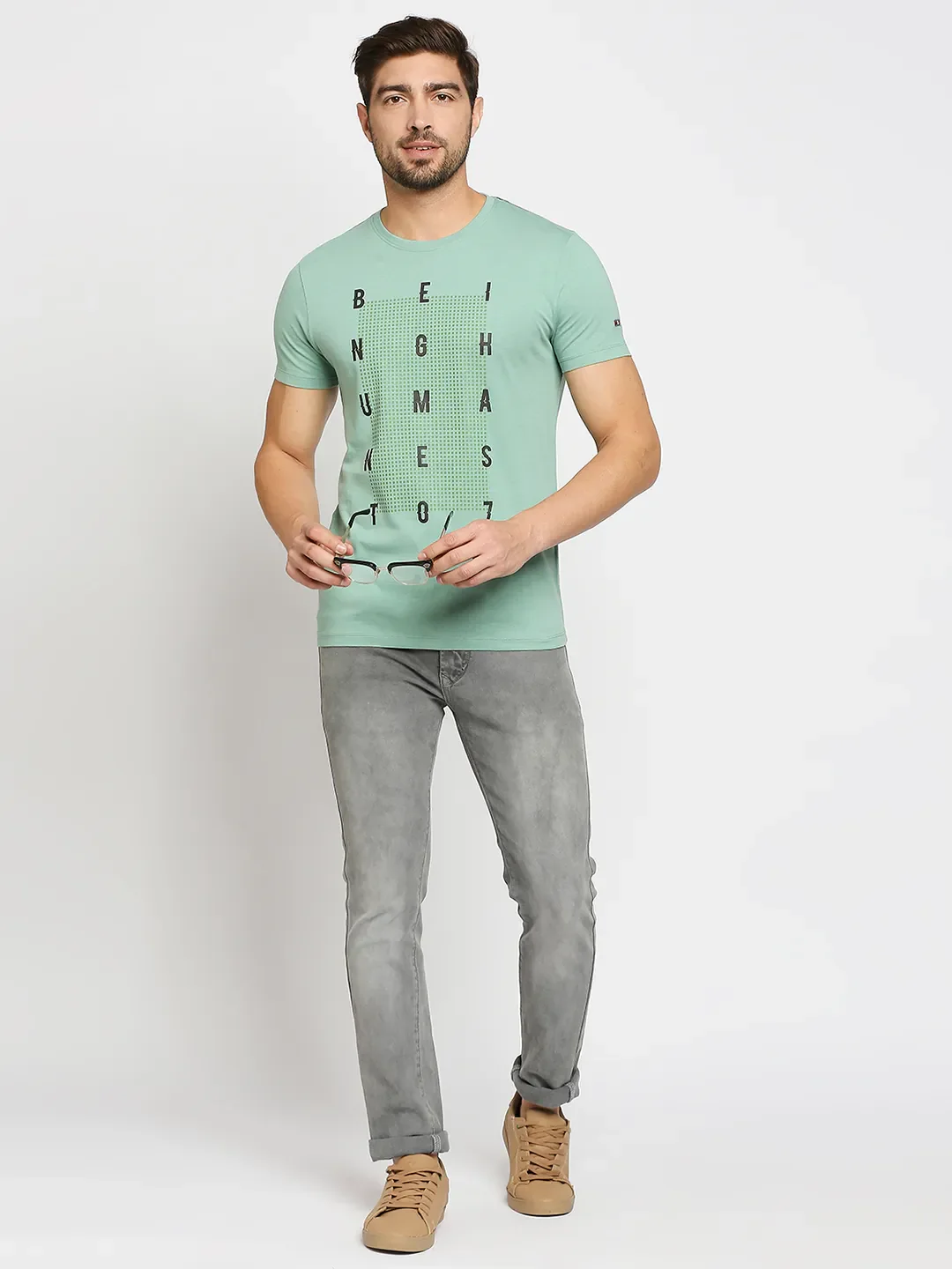 Green Regular Fit Men's Short Sleeves T-Shirt by Being Human Clothing - Image 6