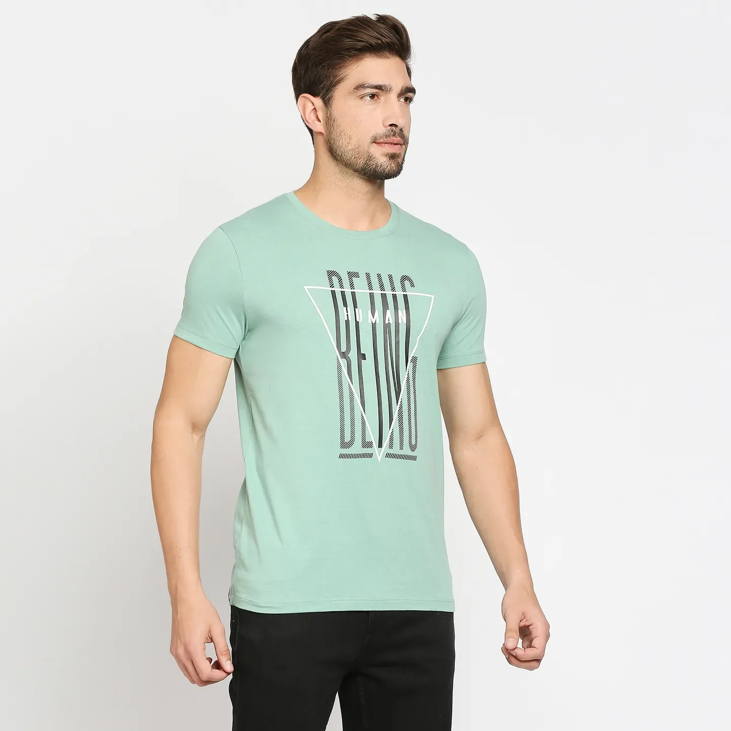 Green Regular Fit Men's Short Sleeves T-Shirt by Being Human Clothing - Image 3