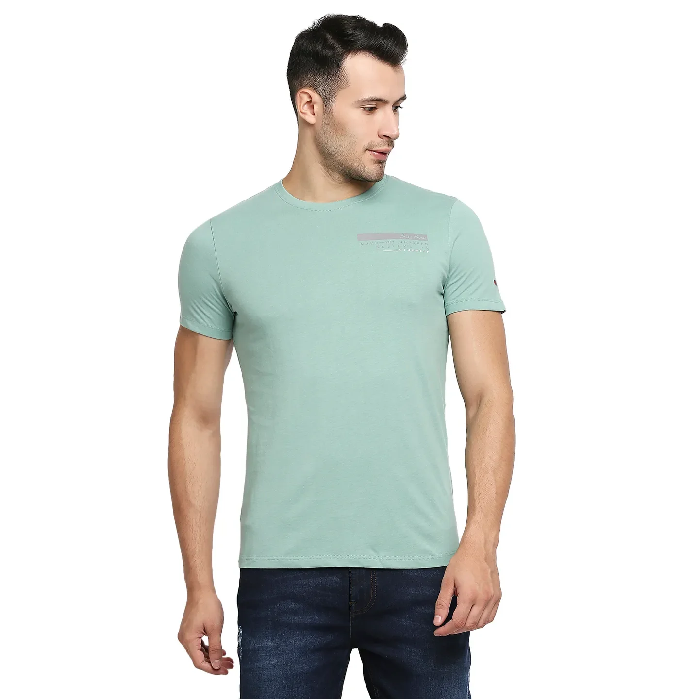 Green Regular Fit Men's Short Sleeves T-Shirt by Being Human Clothing