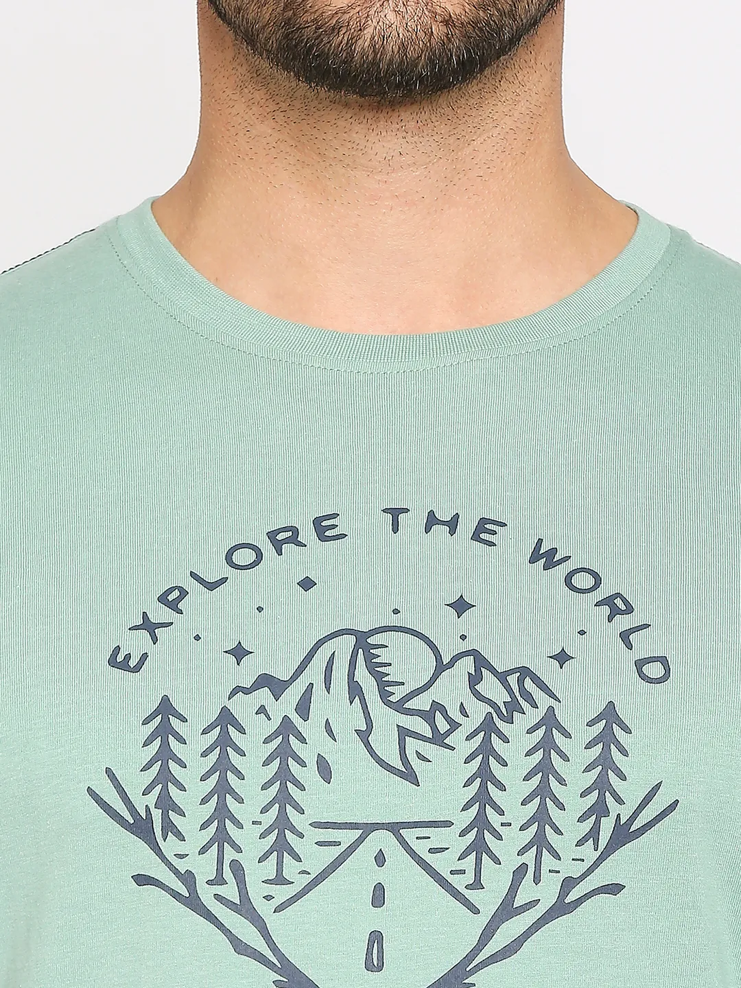 Green Regular Fit Men's Short Sleeves T-Shirt by Being Human Clothing - Image 2