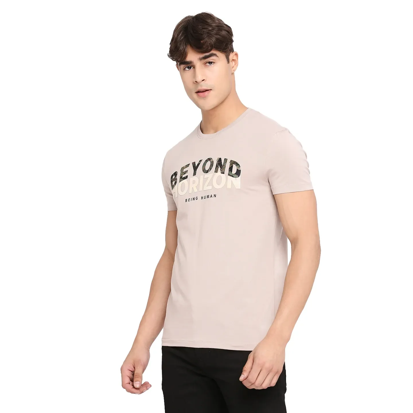 Grey Regular Fit Men's Short Sleeves T-Shirt by Being Human Clothing - Image 2