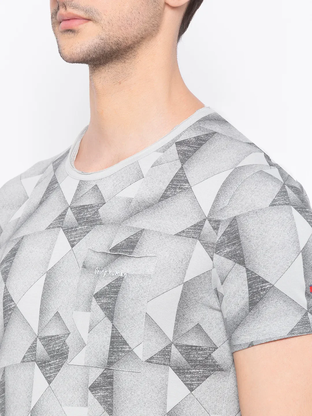 Grey Regular Fit Men's Short Sleeves T-Shirt by Being Human Clothing - Image 4