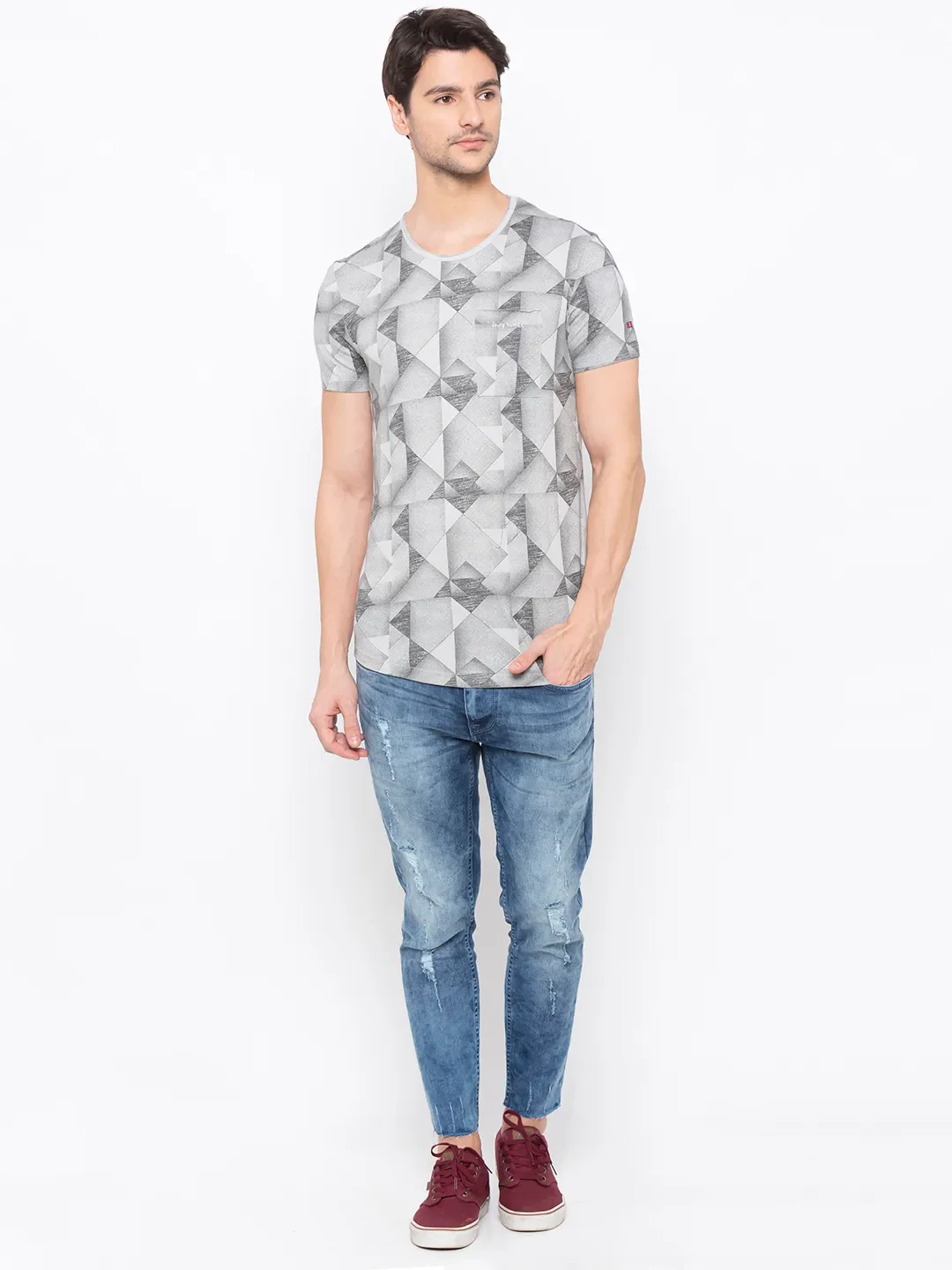 Grey Regular Fit Men's Short Sleeves T-Shirt by Being Human Clothing - Image 5