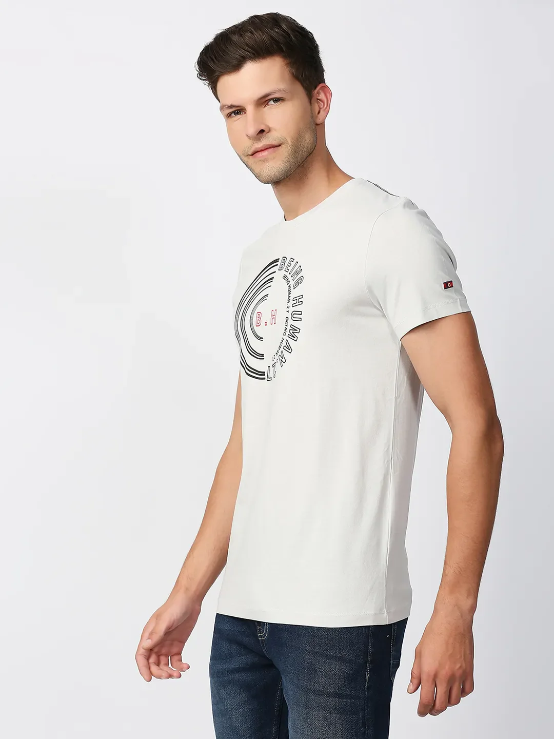 Grey Regular Fit Men's Short Sleeves T-Shirt by Being Human Clothing - Image 2