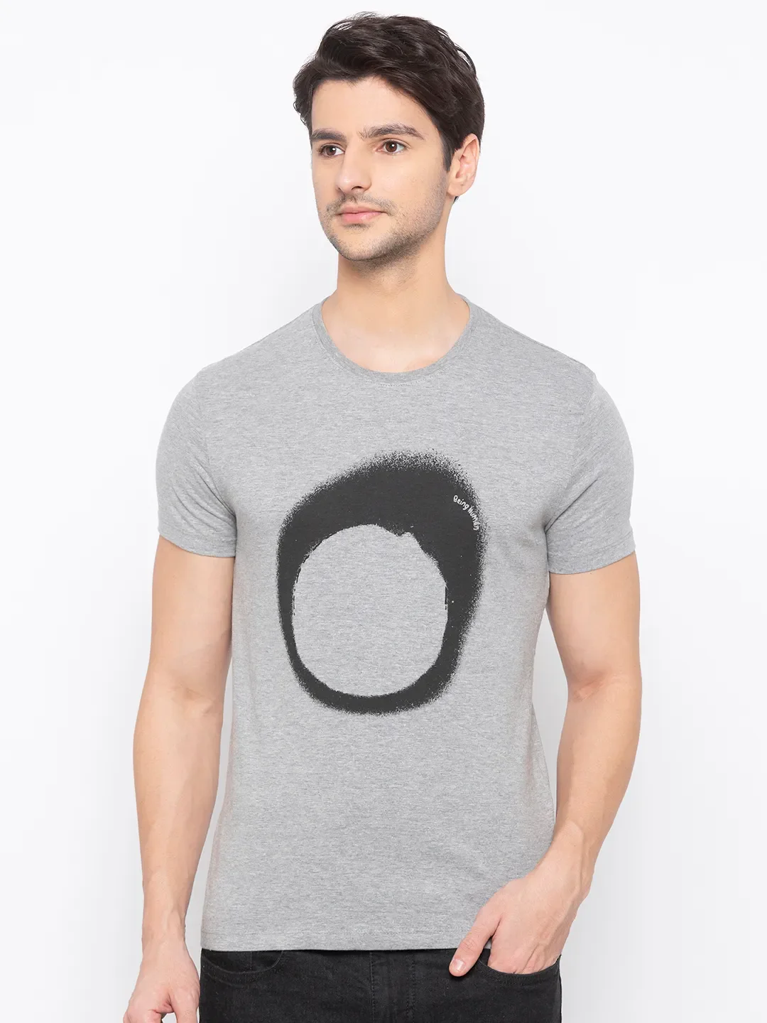 Grey Regular Fit Men's Short Sleeves T-Shirt by Being Human Clothing