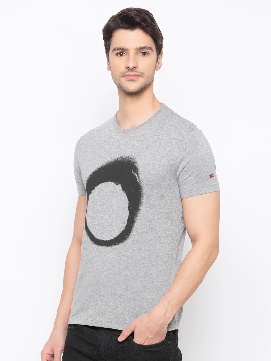 Grey Regular Fit Men's Short Sleeves T-Shirt by Being Human Clothing - Image 2