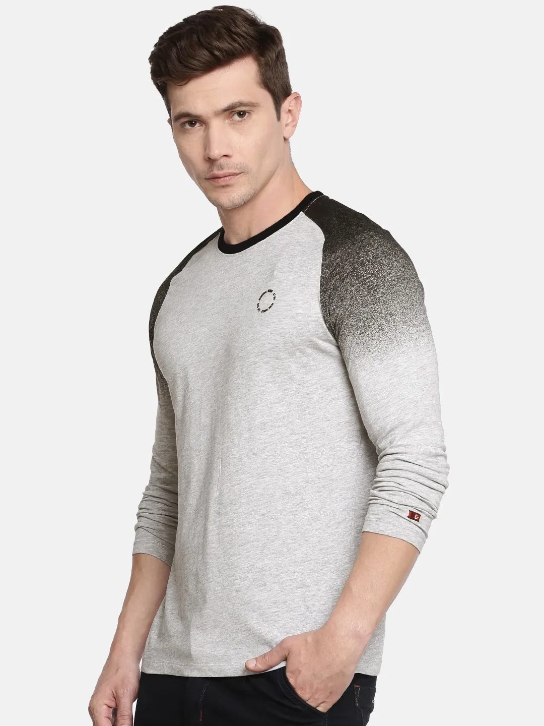 Grey Regular Fit Men's Long Sleeves T-Shirt by Being Human Clothing - Image 2