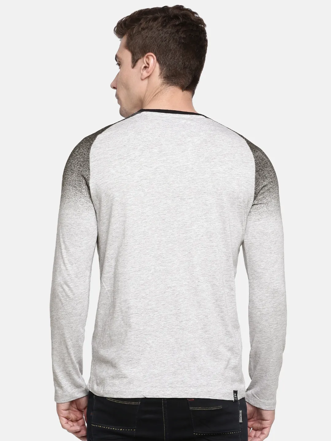 Grey Regular Fit Men's Long Sleeves T-Shirt by Being Human Clothing - Image 3