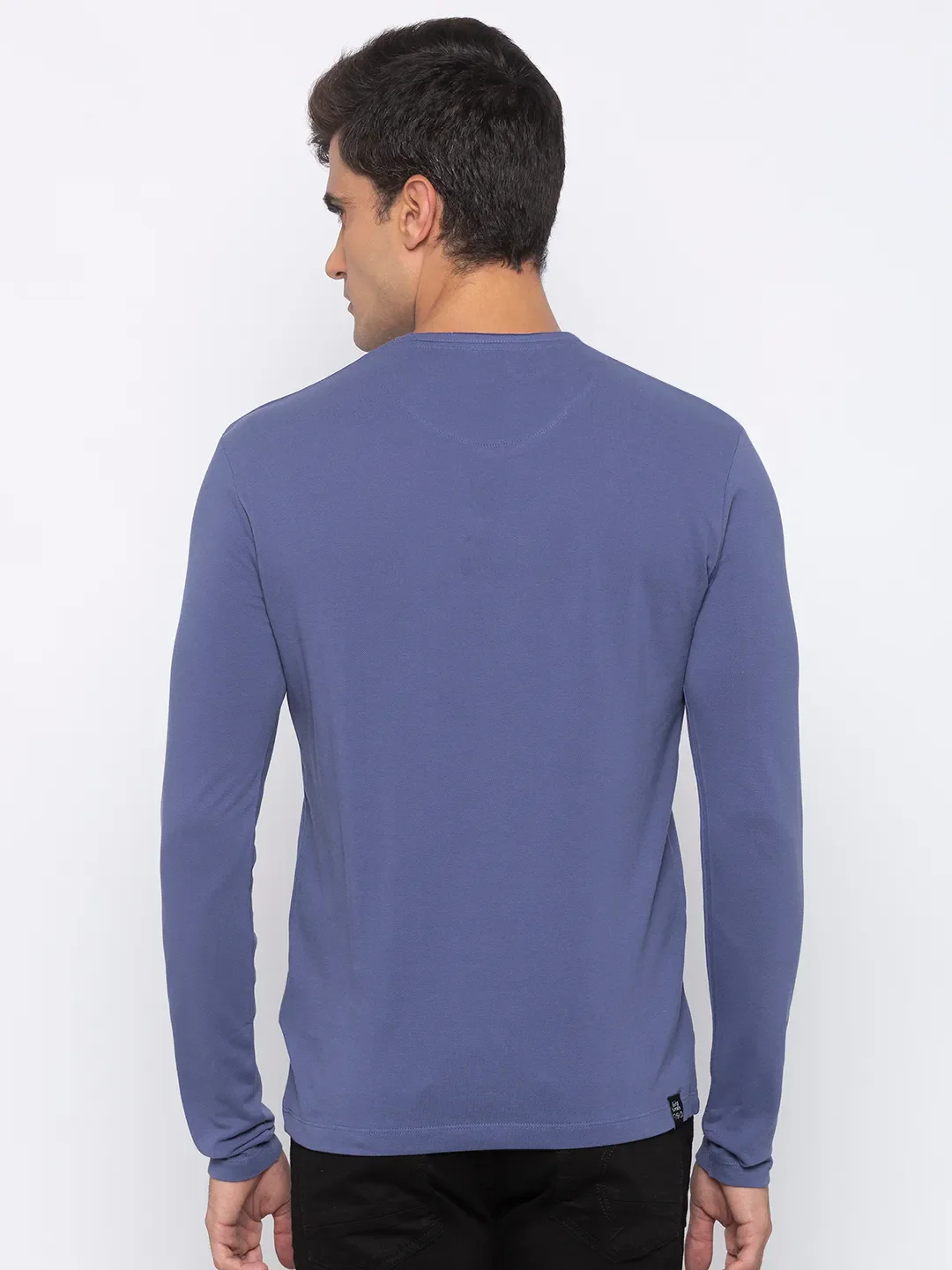 Blue Regular Fit Men's Long Sleeves T-Shirt by Being Human Clothing - Image 3