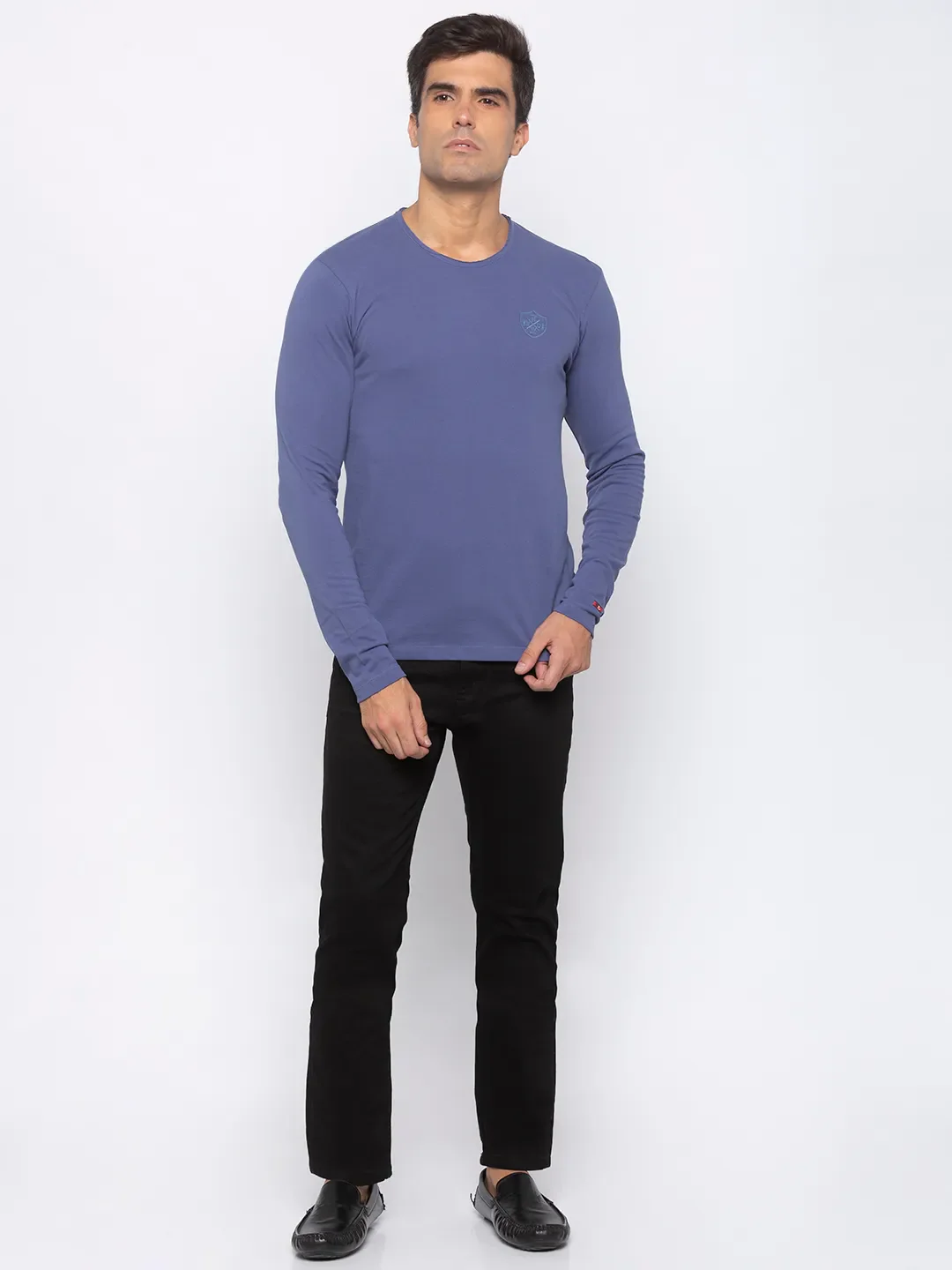 Blue Regular Fit Men's Long Sleeves T-Shirt by Being Human Clothing - Image 5