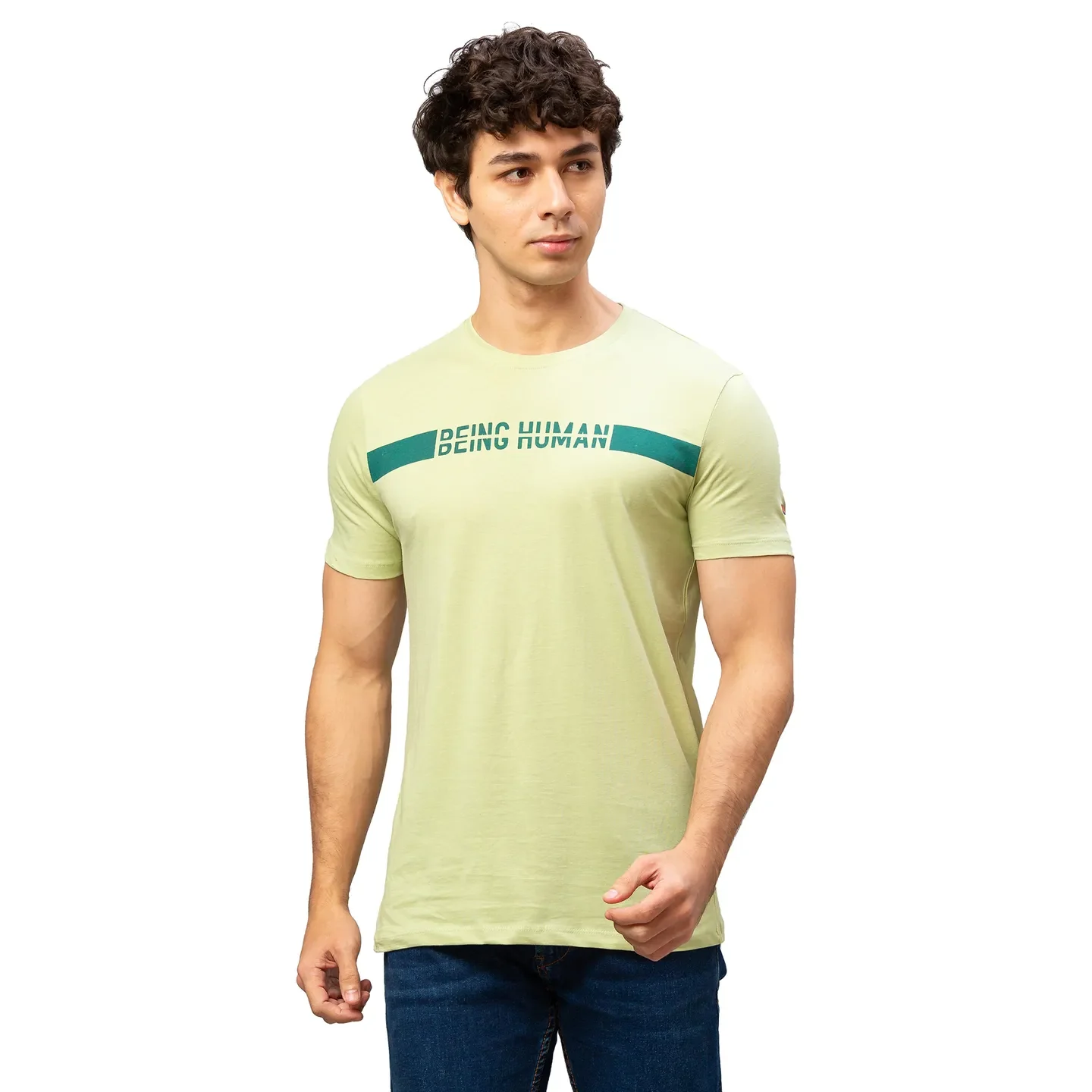 Green Regular Fit Men's Short Sleeves T-Shirt by Being Human Clothing