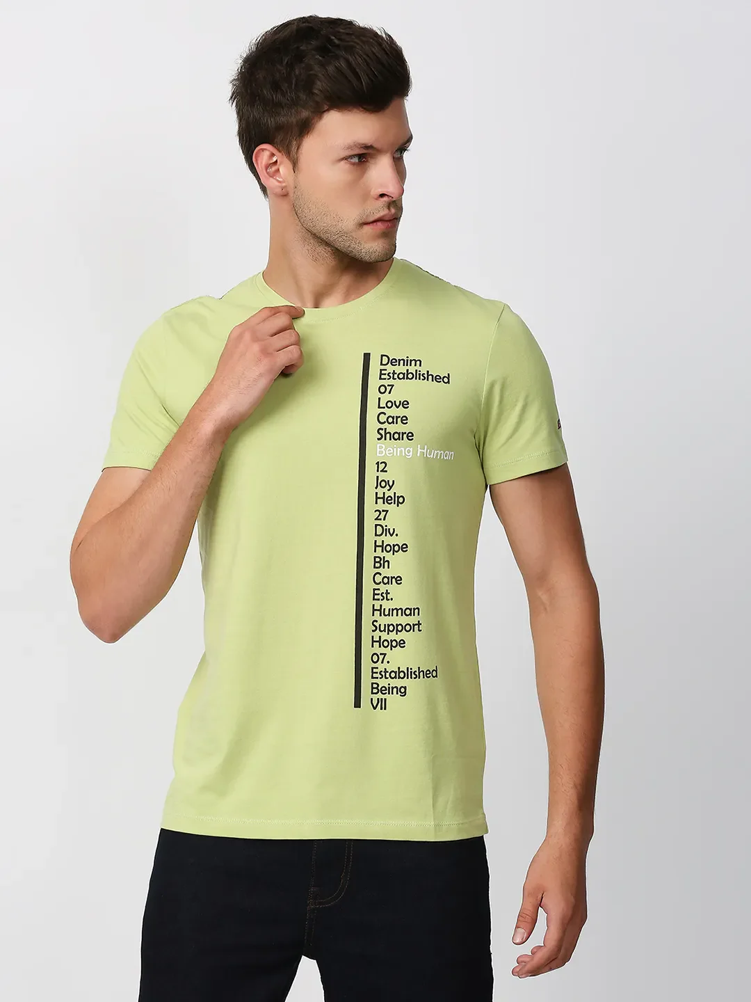 Green Regular Fit Men's Short Sleeves T-Shirt by Being Human Clothing