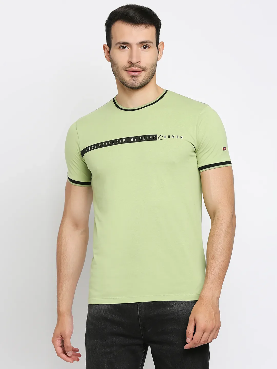 Green Regular Fit Men's Short Sleeves T-Shirt by Being Human Clothing