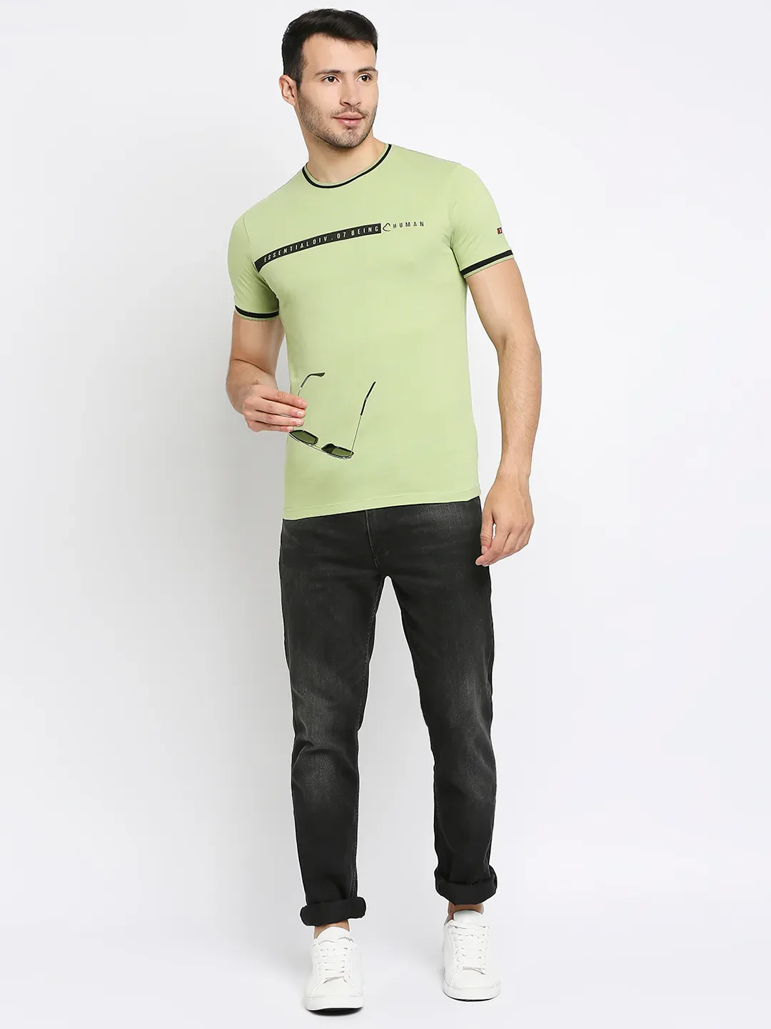 Green Regular Fit Men's Short Sleeves T-Shirt by Being Human Clothing - Image 6