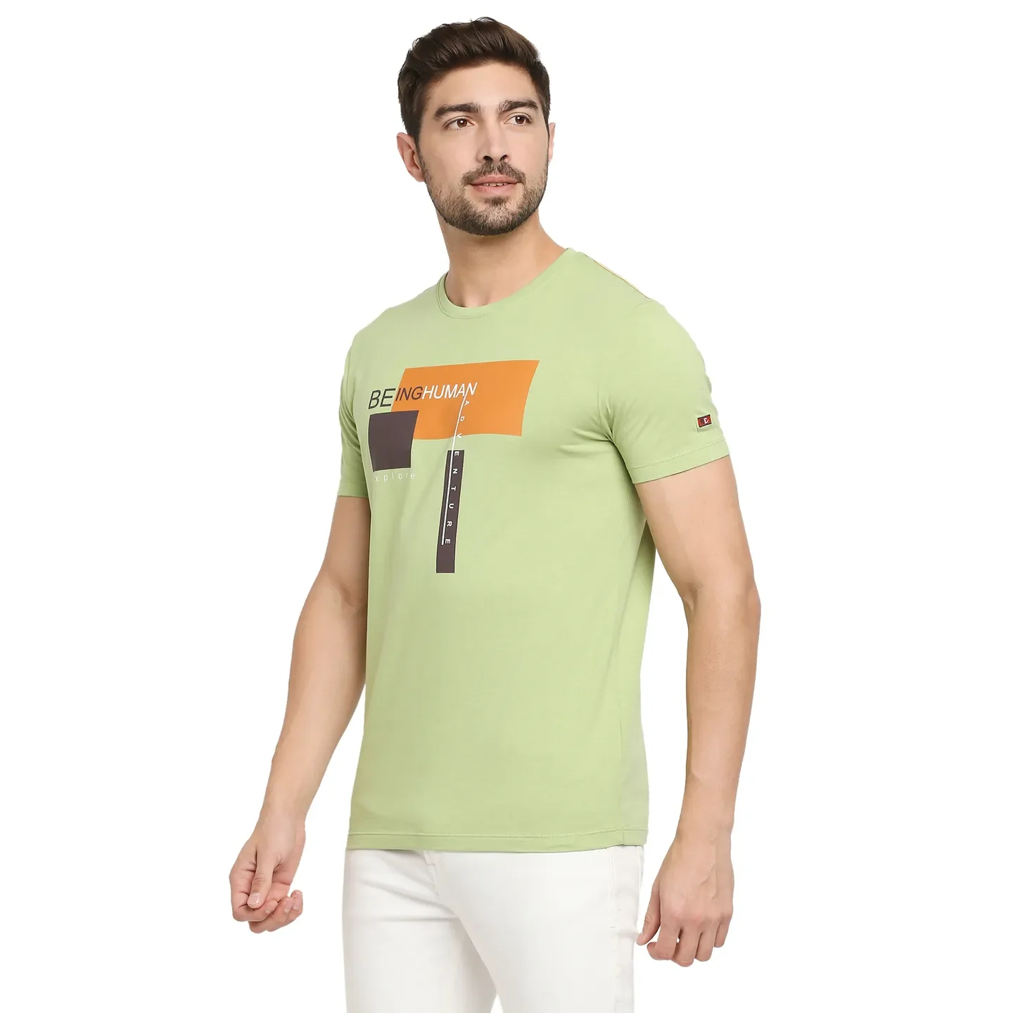 Green Regular Fit Men's Short Sleeves T-Shirt by Being Human Clothing - Image 2