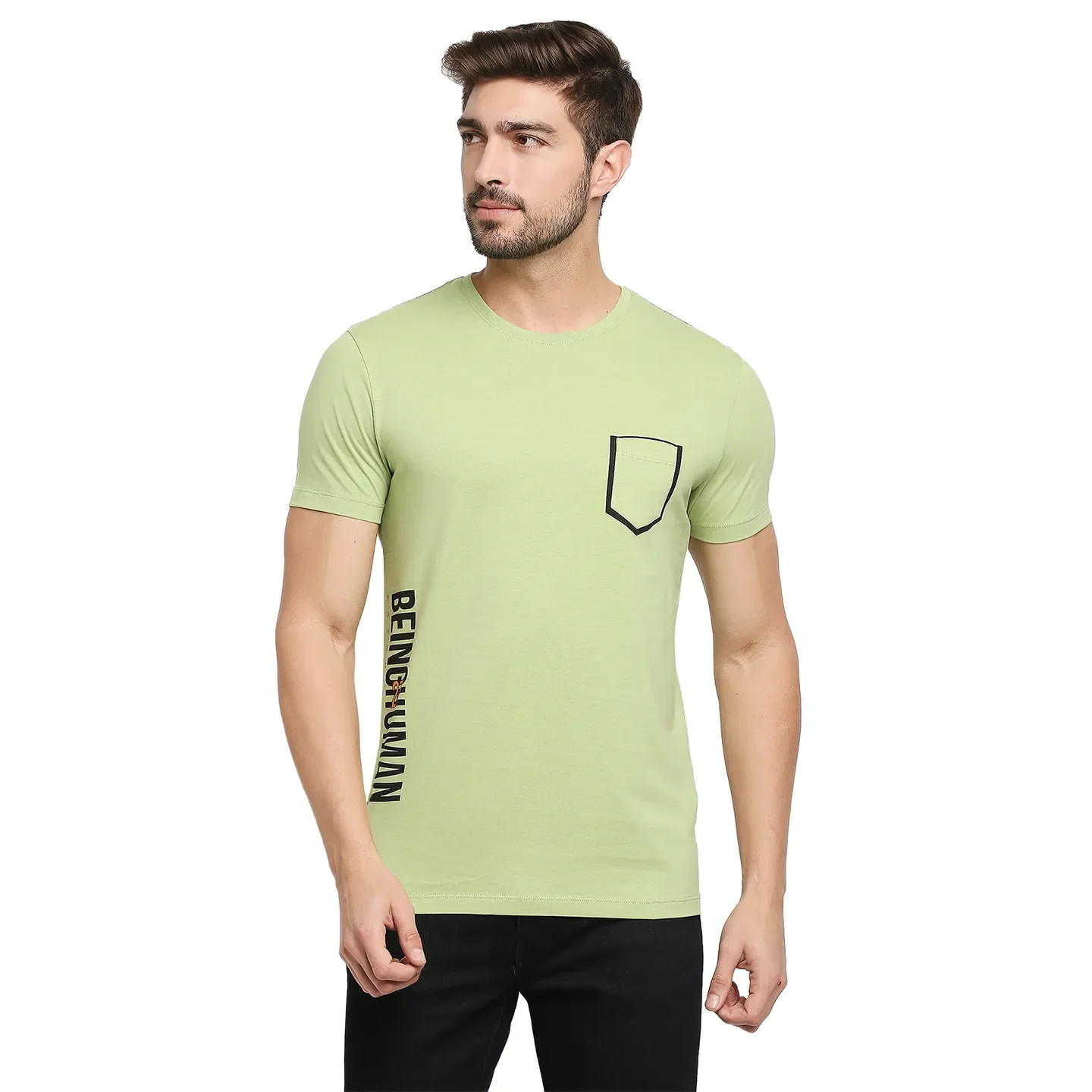 Green Regular Fit Men's Short Sleeves T-Shirt by Being Human Clothing