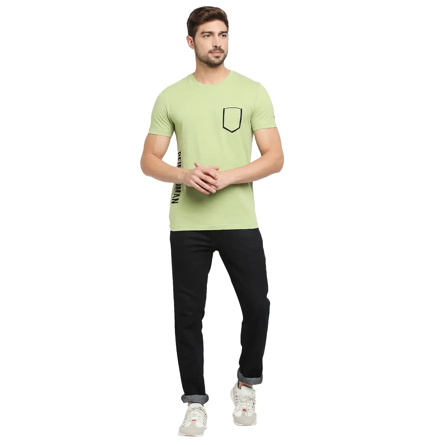 Green Regular Fit Men's Short Sleeves T-Shirt by Being Human Clothing - Image 6