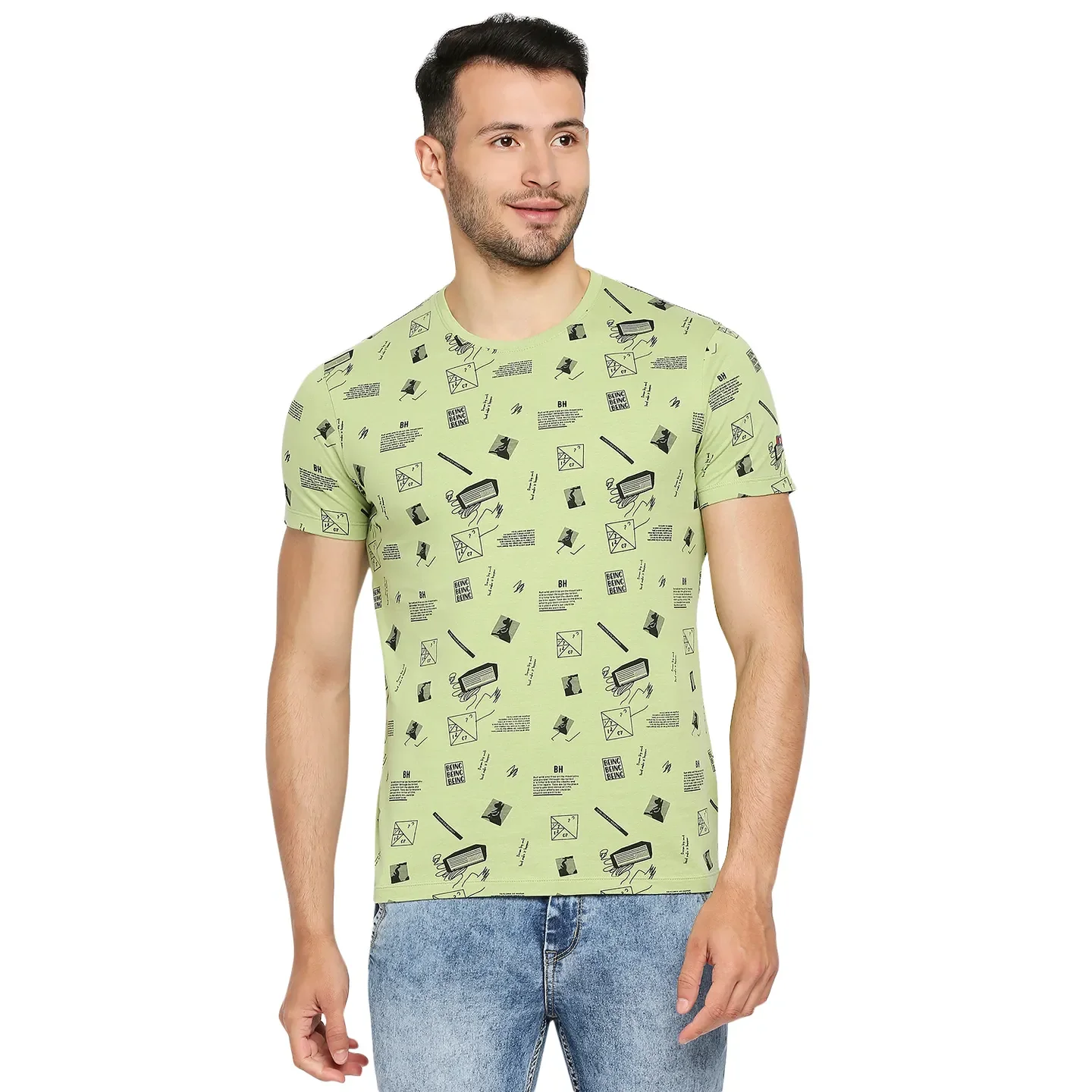 Green Regular Fit Men's Short Sleeves T-Shirt by Being Human Clothing