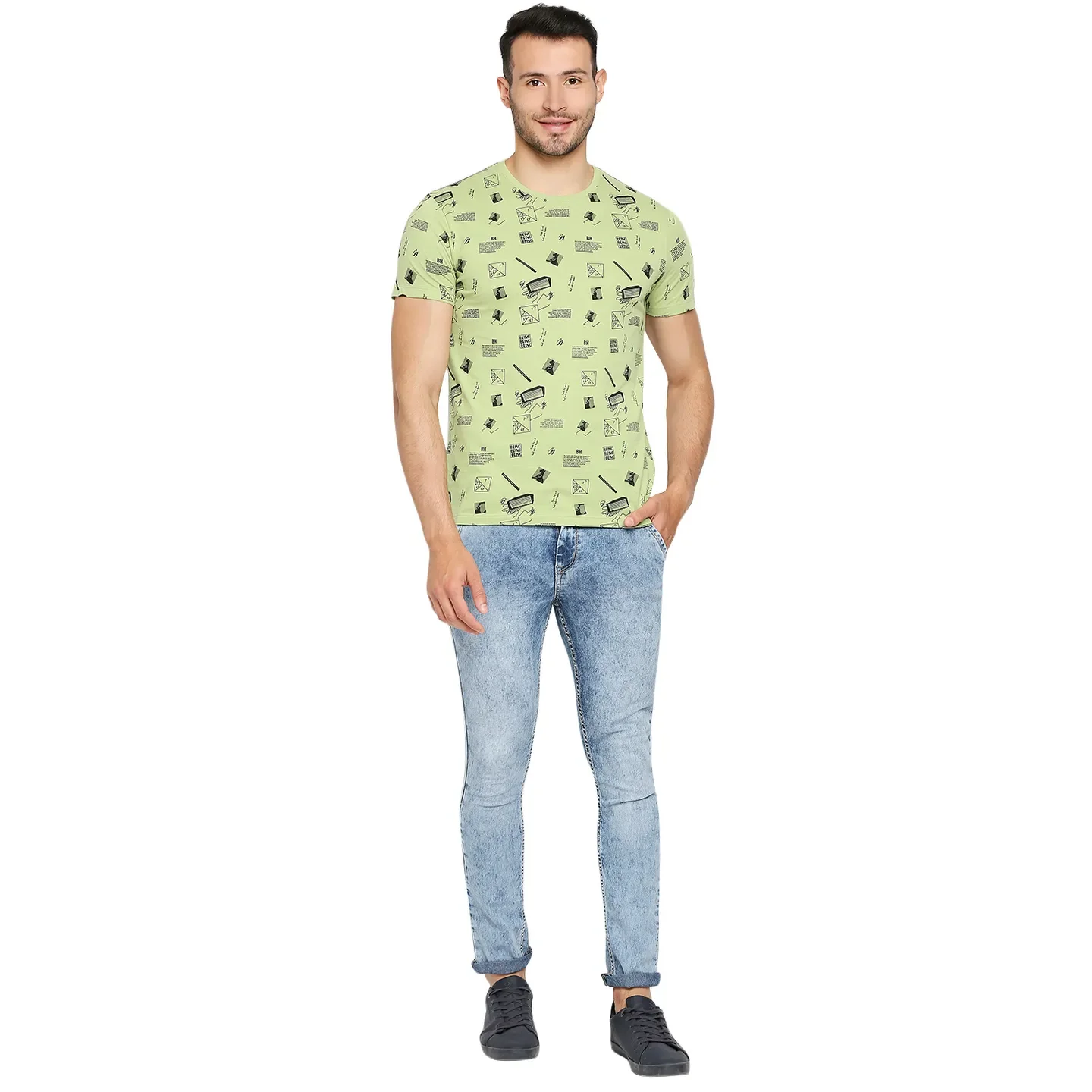 Green Regular Fit Men's Short Sleeves T-Shirt by Being Human Clothing - Image 13
