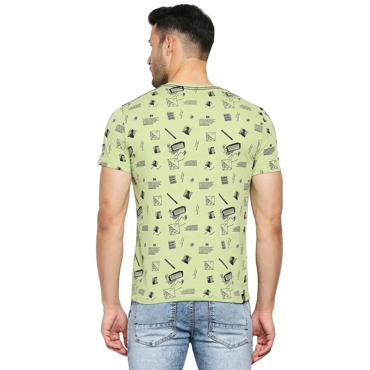 Green Regular Fit Men's Short Sleeves T-Shirt by Being Human Clothing - Image 4