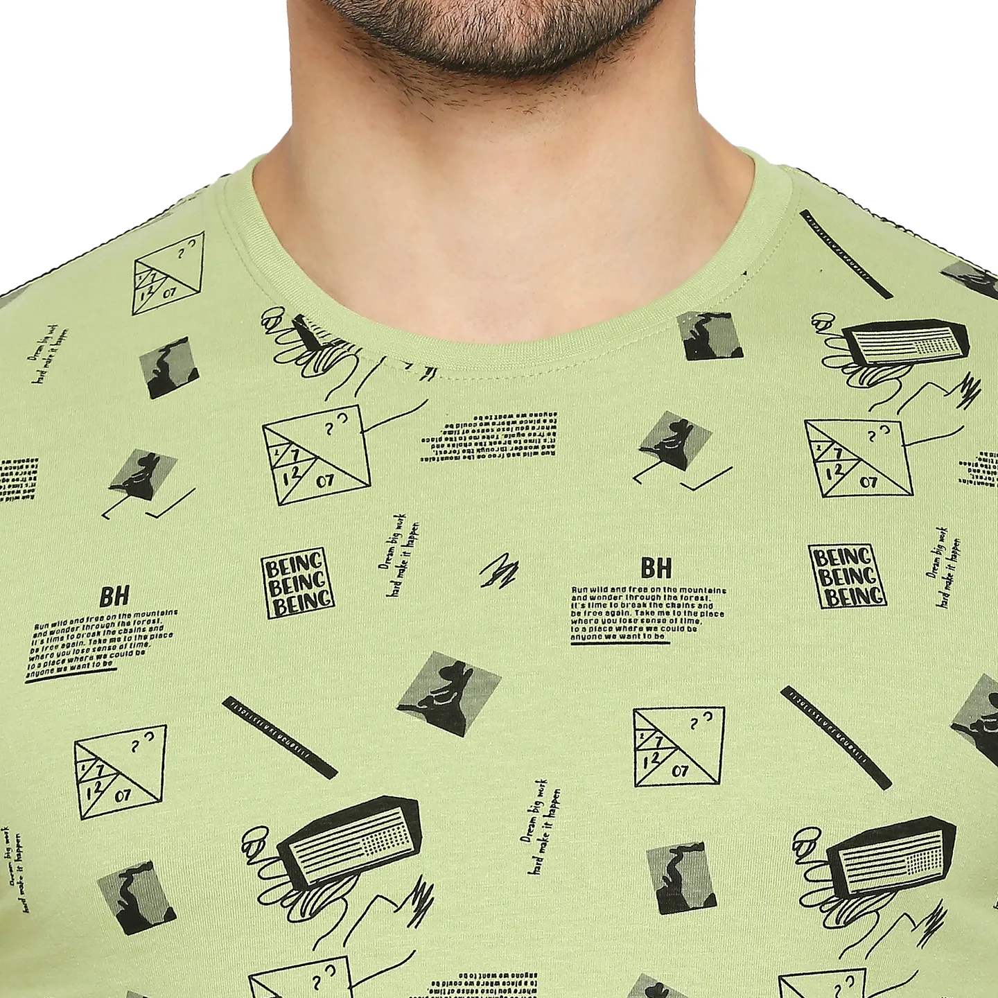 Green Regular Fit Men's Short Sleeves T-Shirt by Being Human Clothing - Image 5