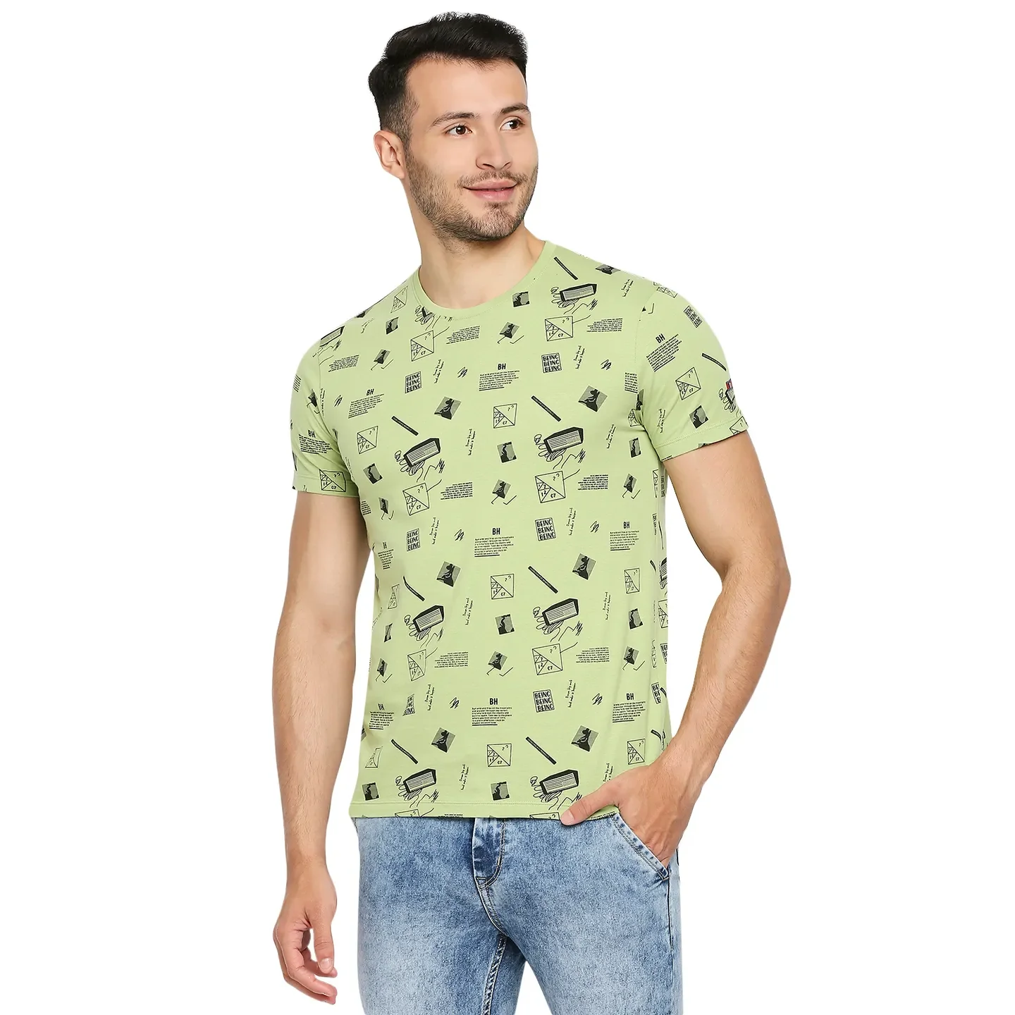 Green Regular Fit Men's Short Sleeves T-Shirt by Being Human Clothing - Image 9